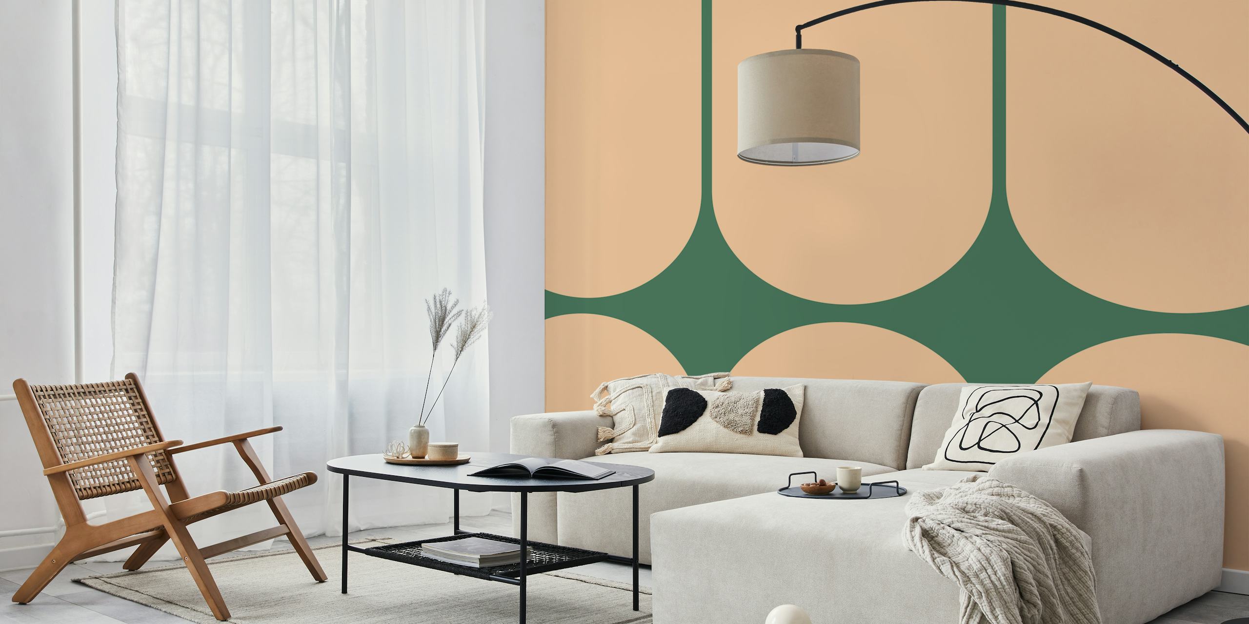 Mid-Century Bold Minimalist wallpaper in a room