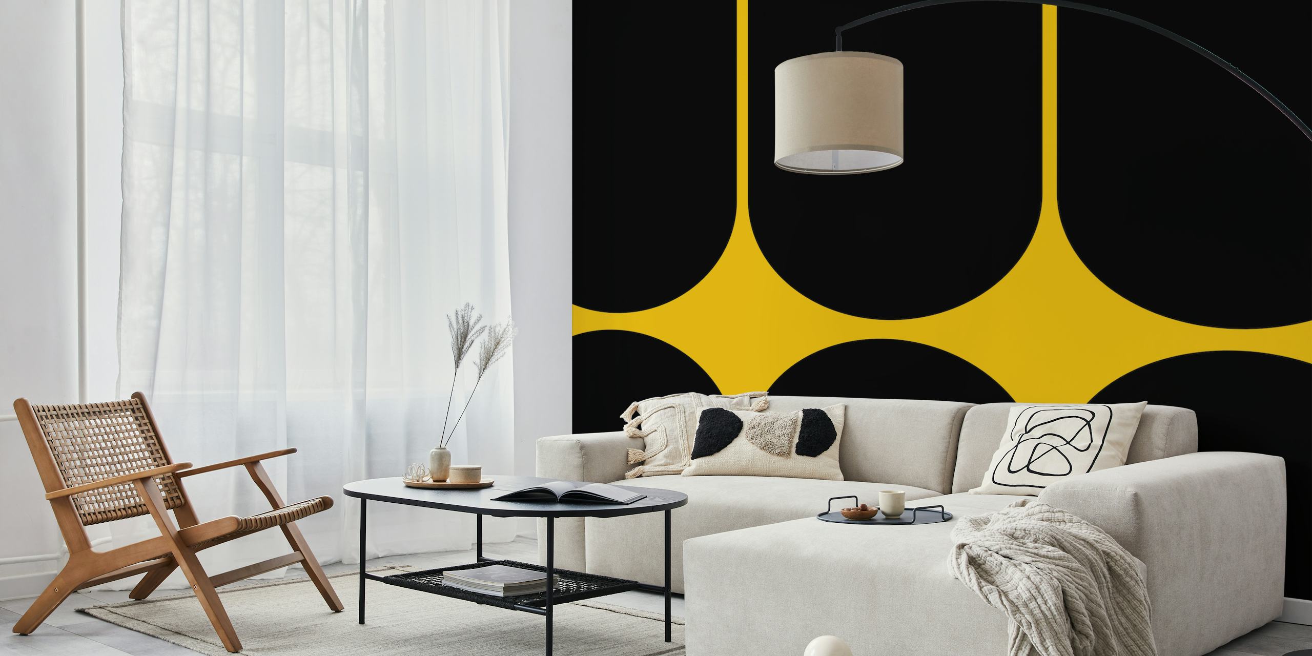 Tapeta Bold Seventies Mid-Century Arches w pokoju