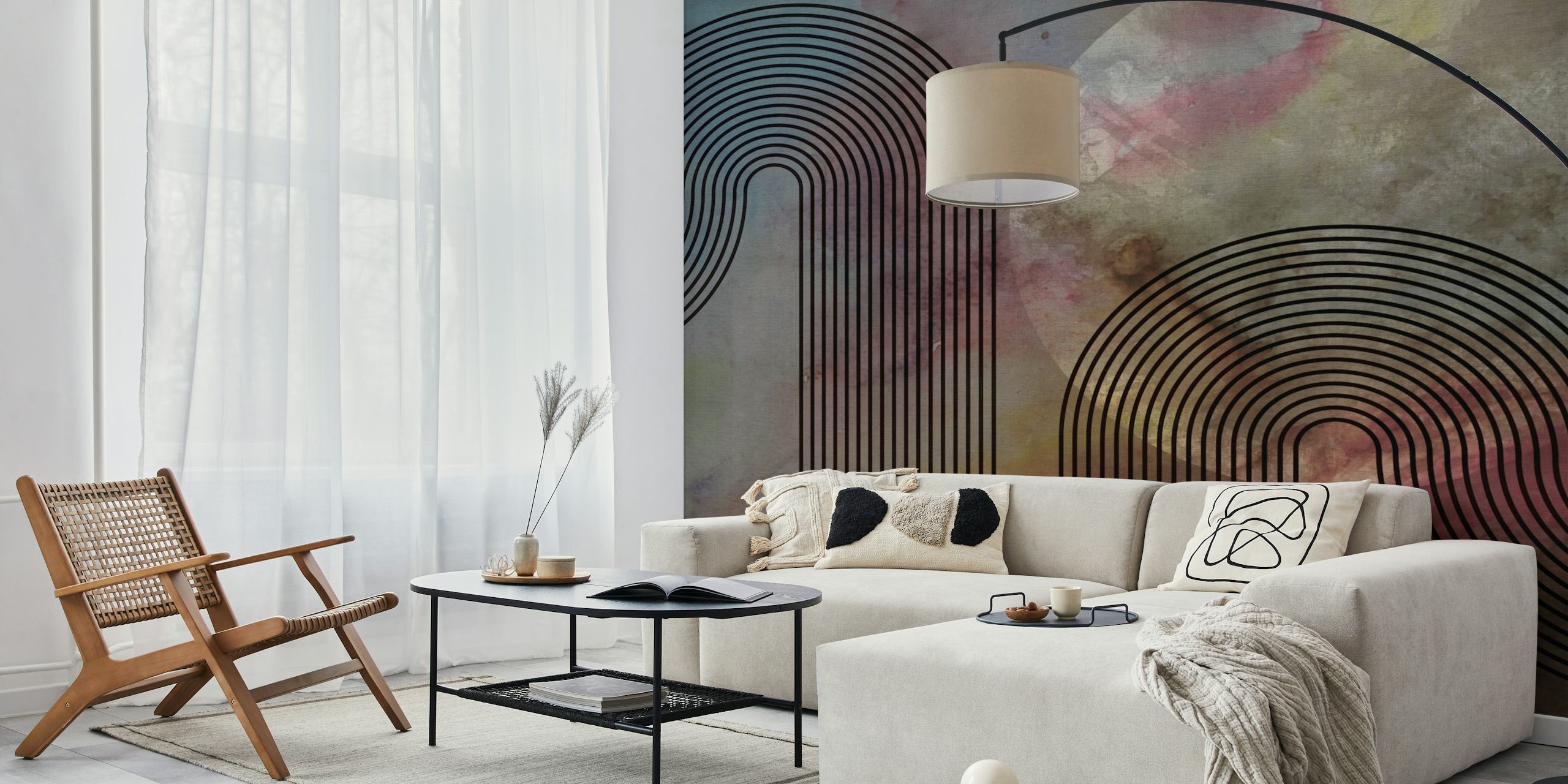 Geometric lines and soft pastel colors wallpaper
