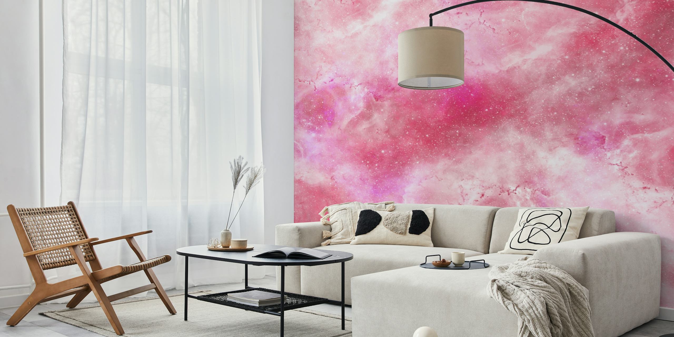 Pink galaxy wallpaper with soft swirling patterns