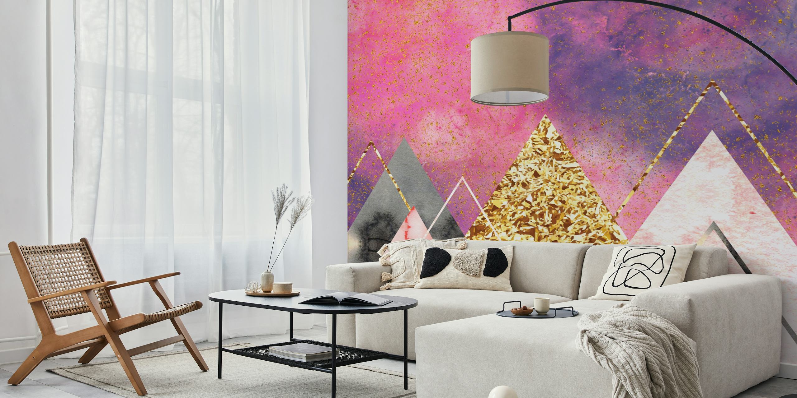 Pink Mountain wallpaper design in a room