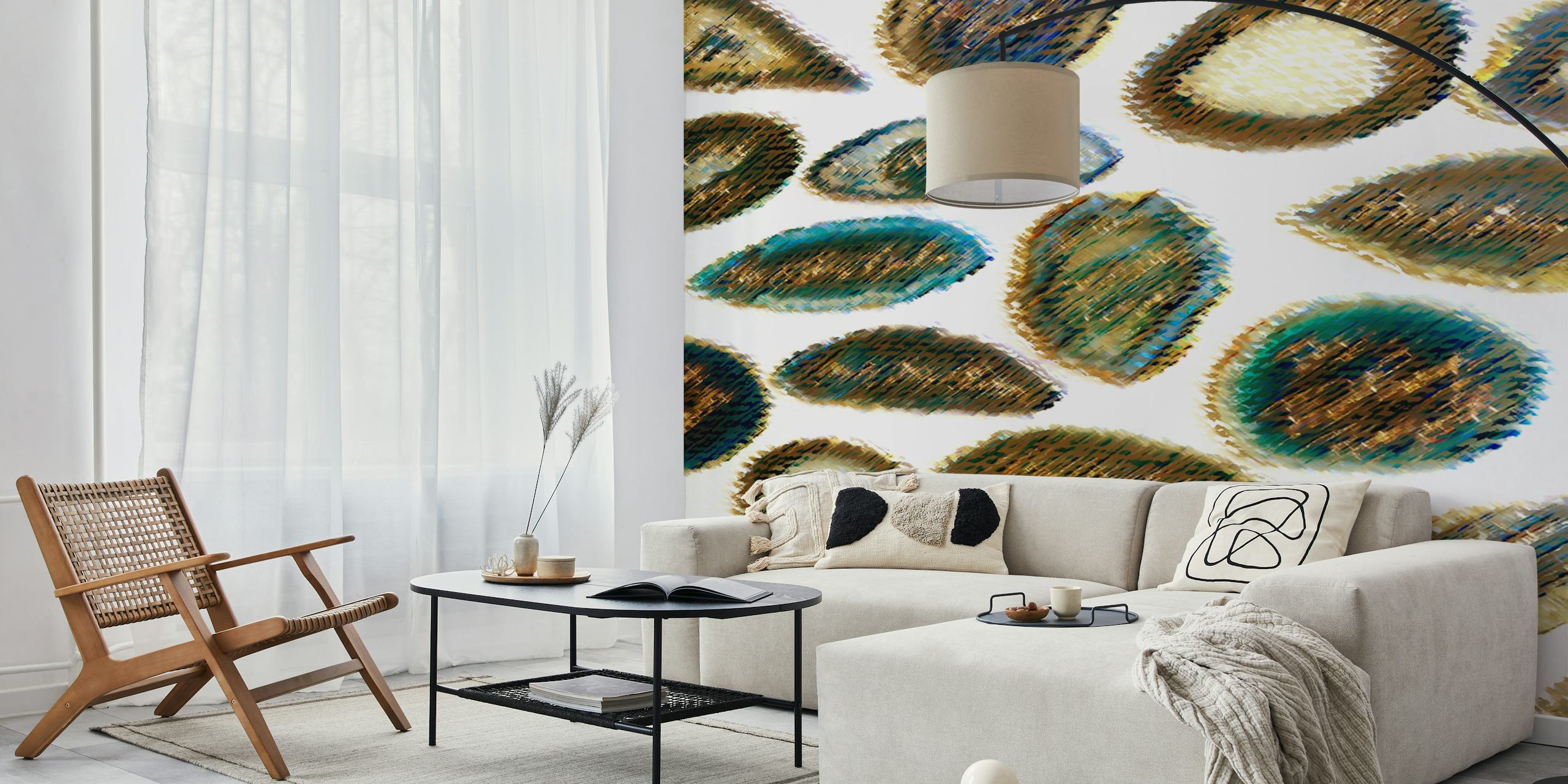 Nature shapes brown wallpaper in a room