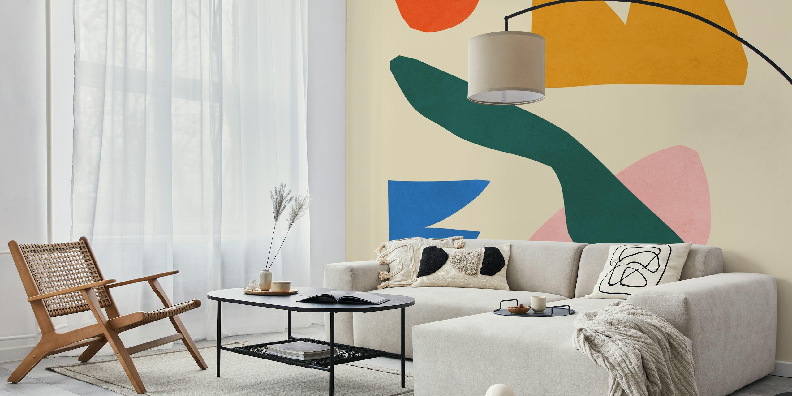 Diseño de papel tapiz abstracto colorido en una habitación