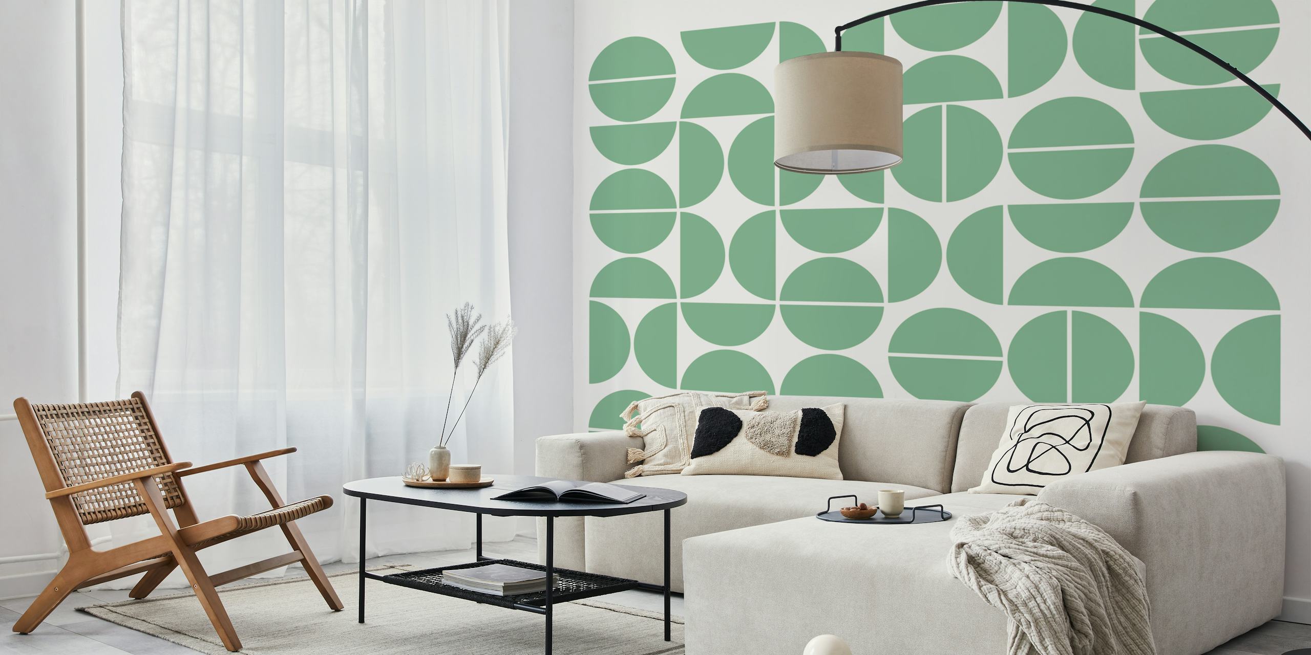 Bauhaus Pattern Burma Jade tapet i et rom