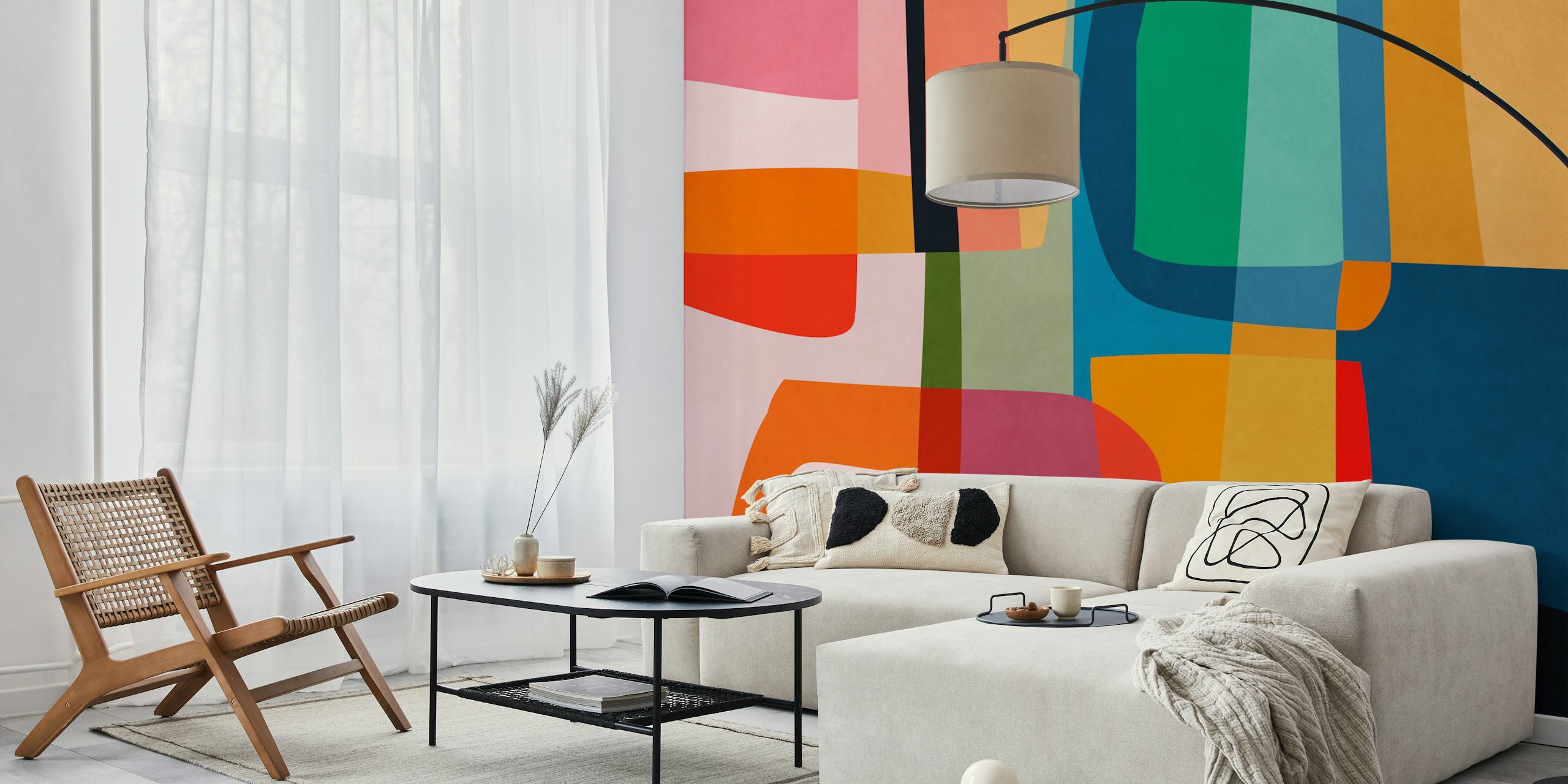 Vibrant Mid Century Modern 8 tapet i ett rum