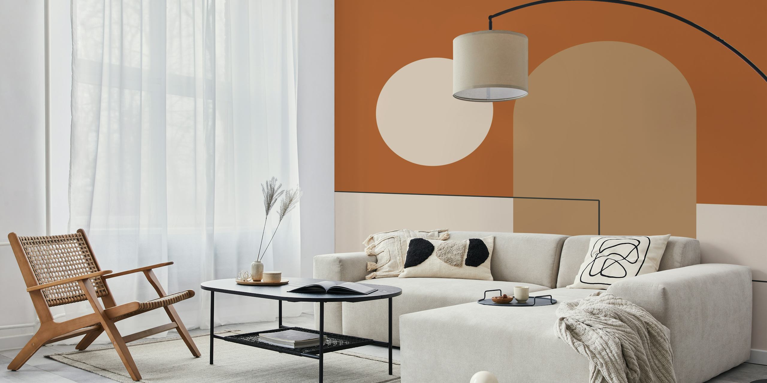Pink Moon abstract autumn colors wallpaper in a room