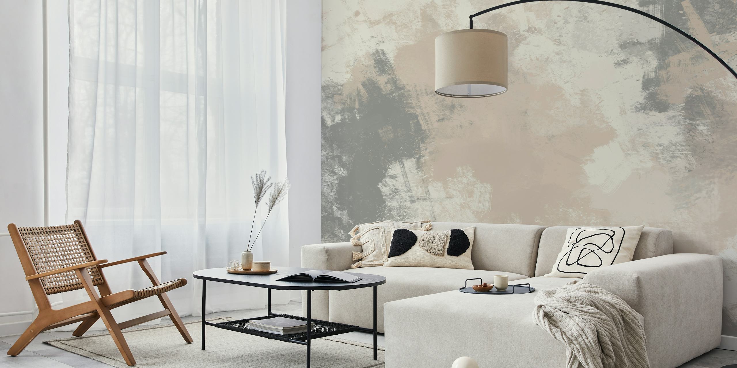 Abstract brush strokes neutral color papel pintado