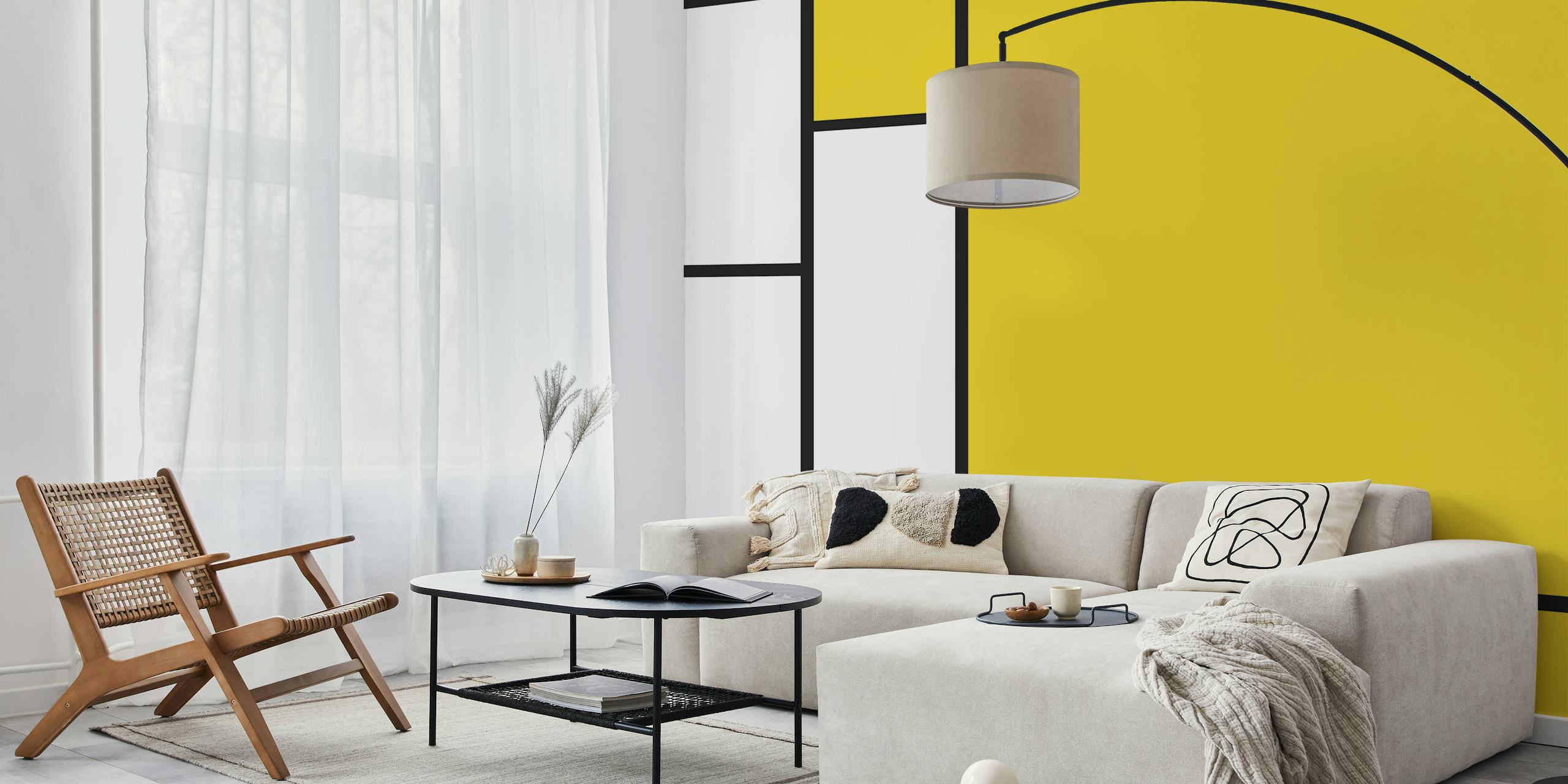 80s Bauhaus wallpaper design in a room