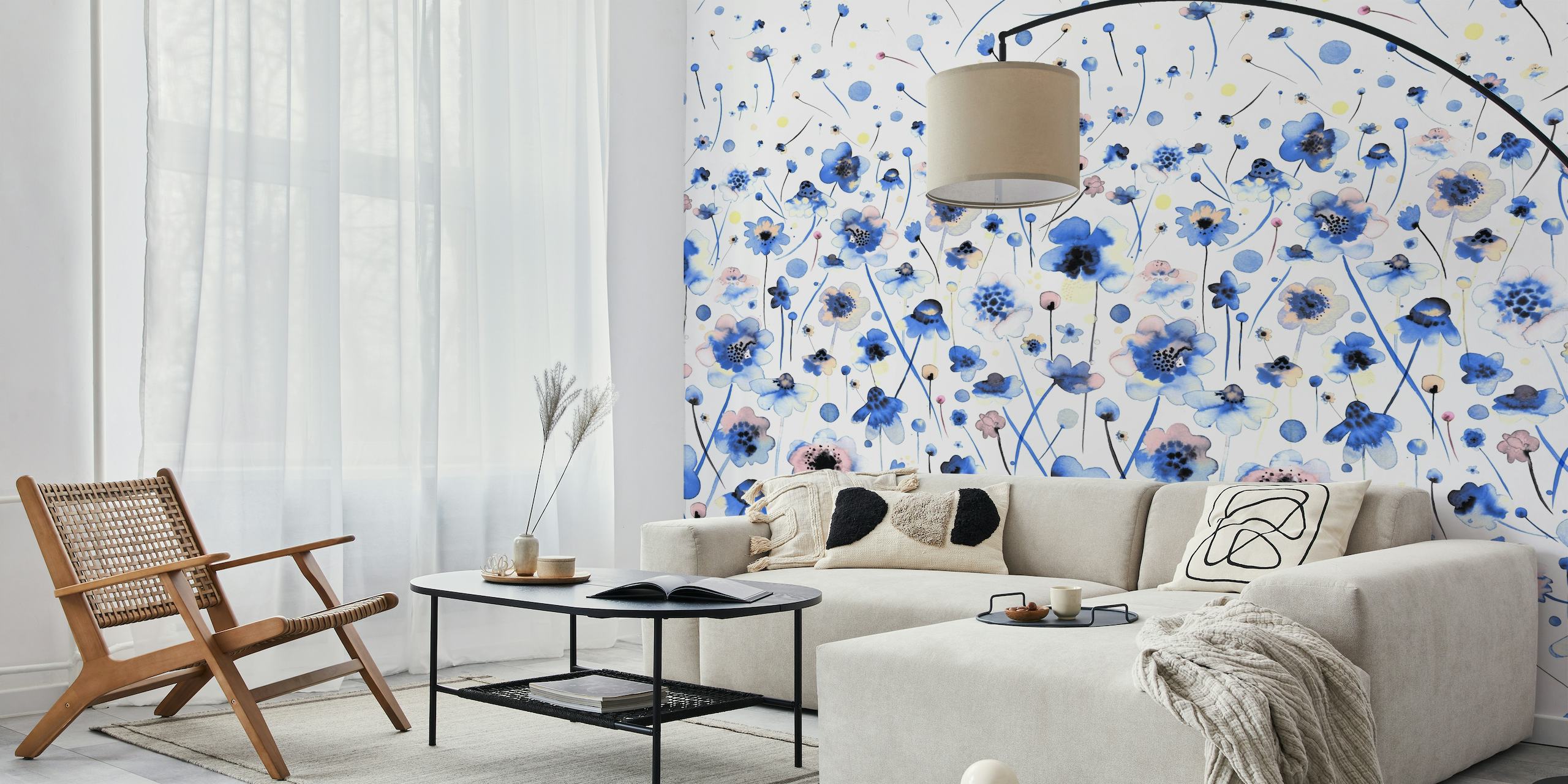 Ink Blue Flowers Degraded wallpaper