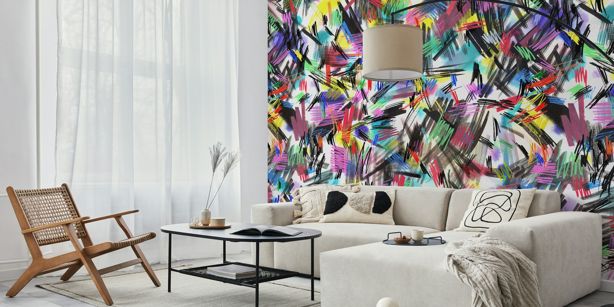 Colorful abstract brushstroke design multi-color wallpaper