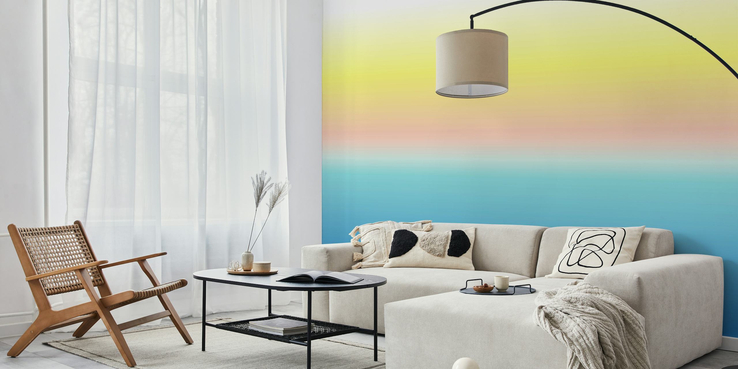Papier peint color gradient ocean sunset dans une pièce