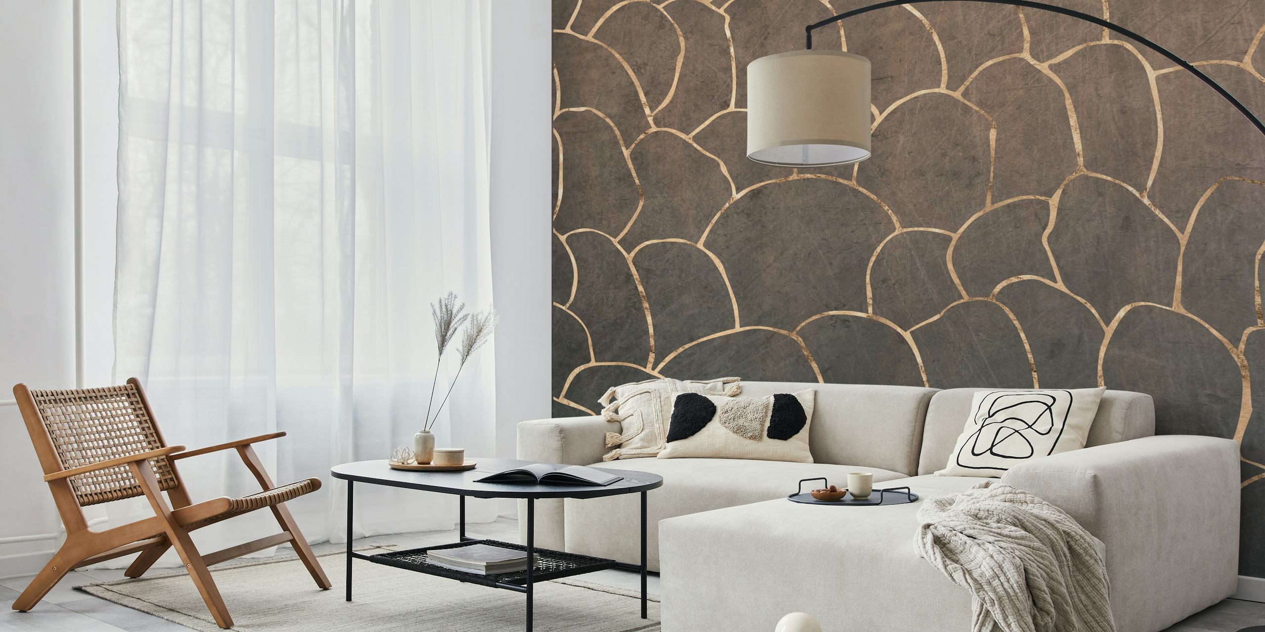 Golden scales en textura topo en una habitación moderna