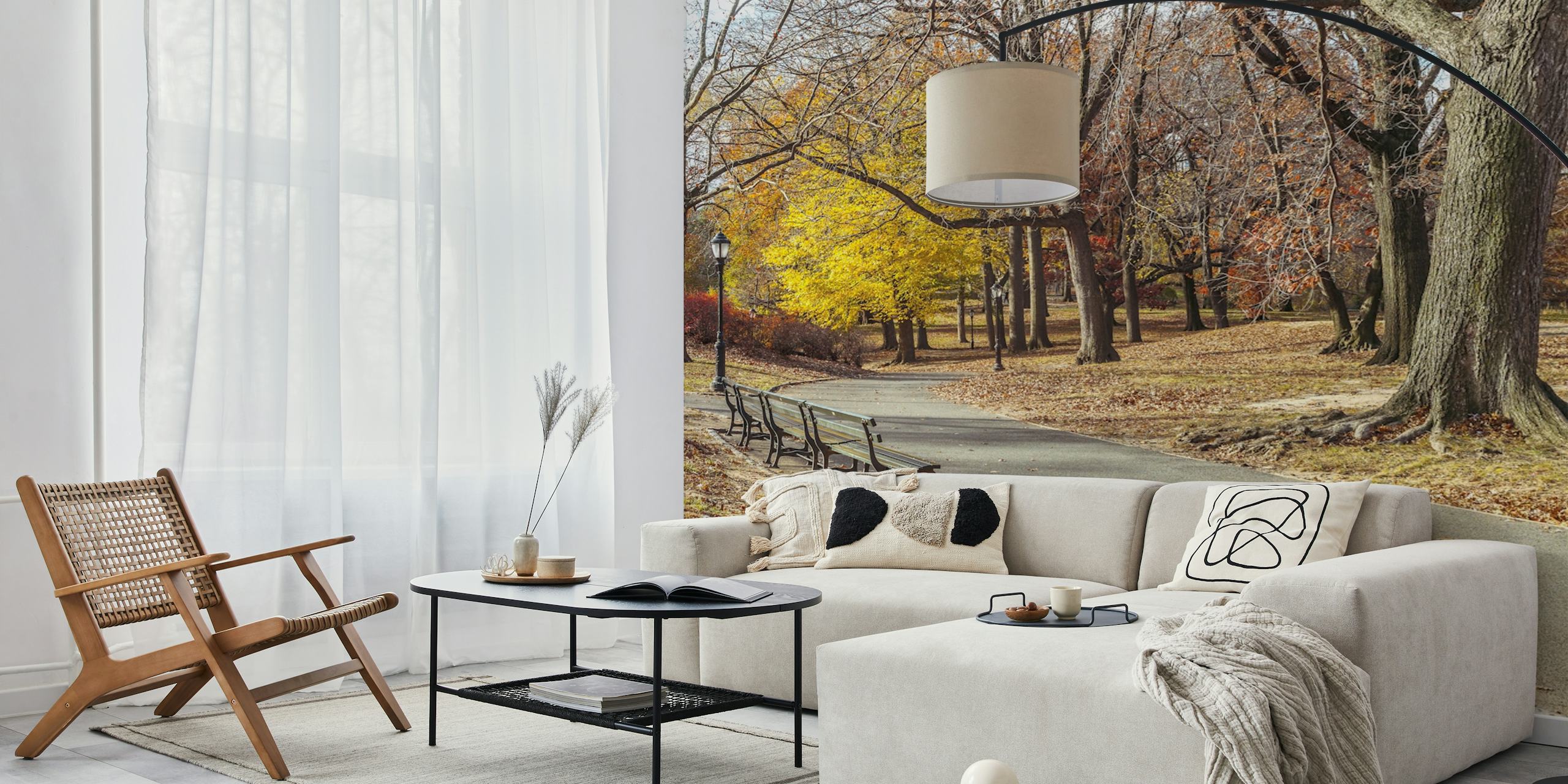 Golden Hues of Central Park wallpaper in a room
