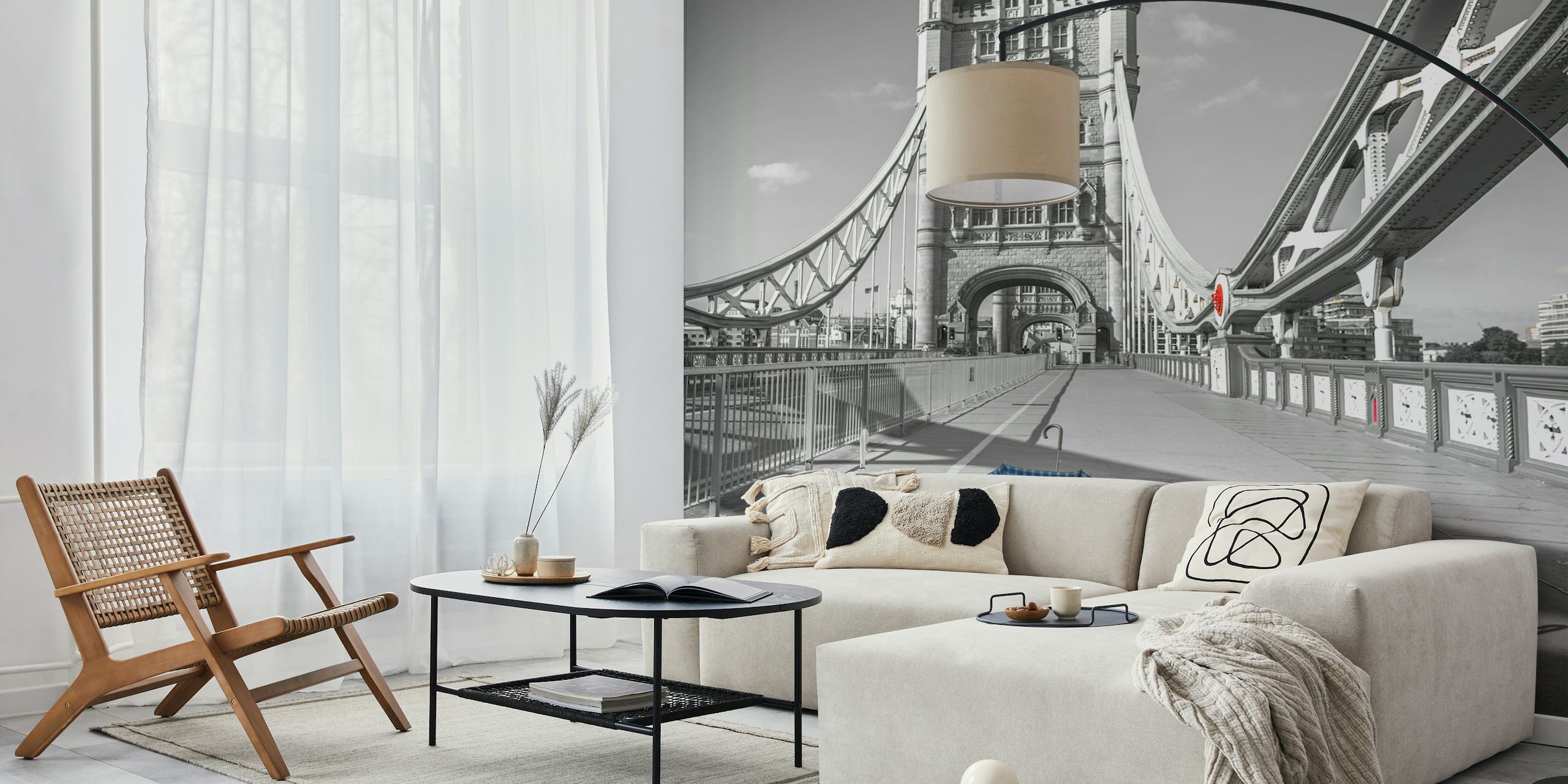 Papel pintado colorido Tower Bridge en una habitación