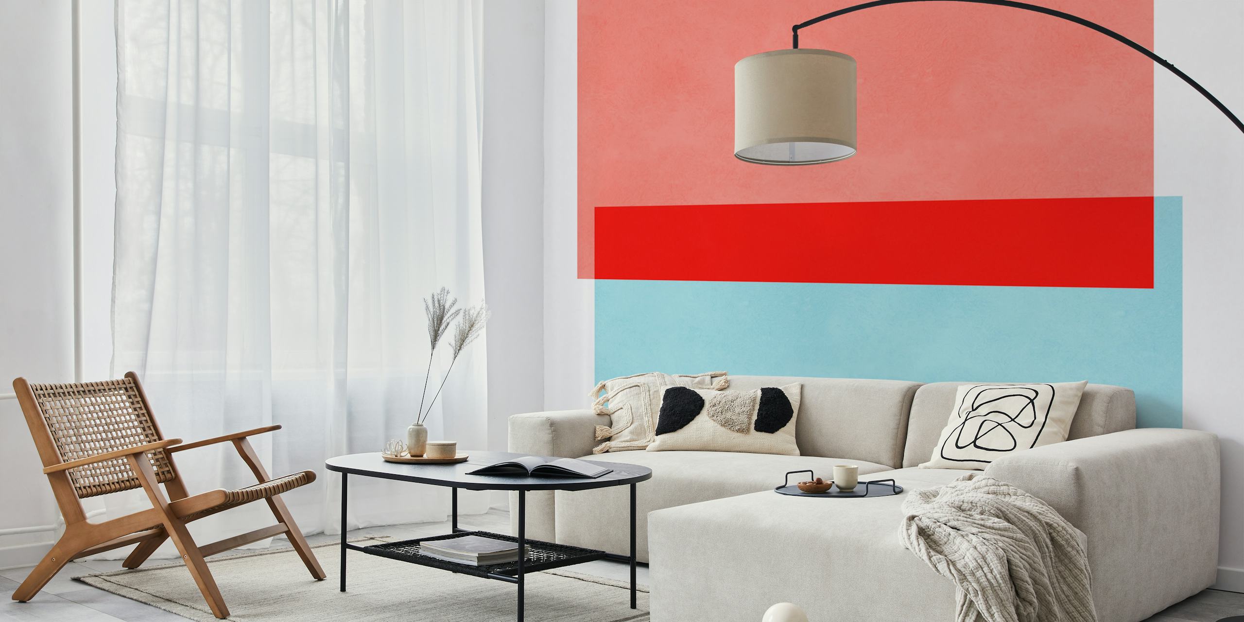 Geometric shapes in pink, red, and blue colors wallpaper