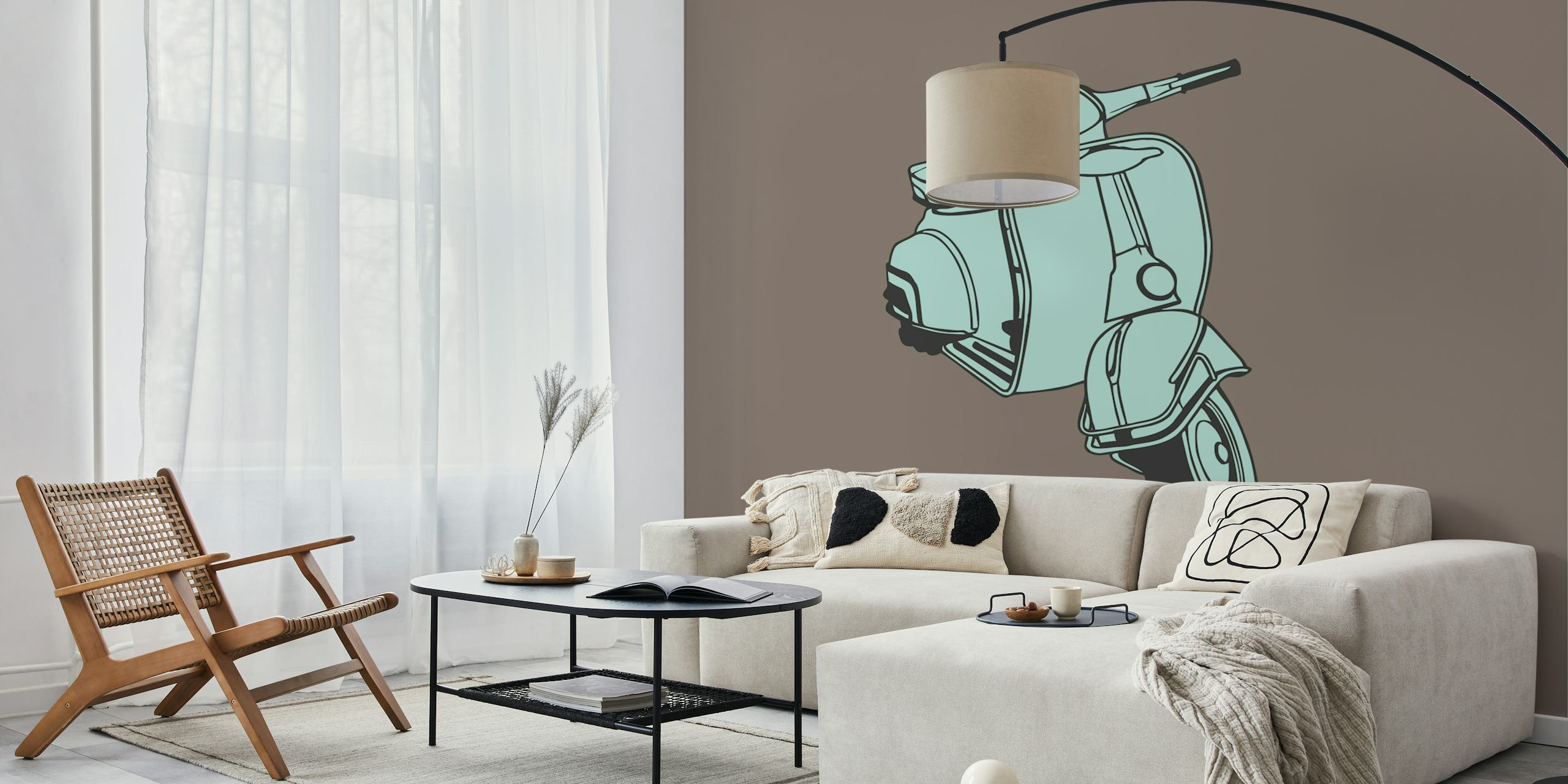 Sage Motorcycle Vespa wallpaper in a room