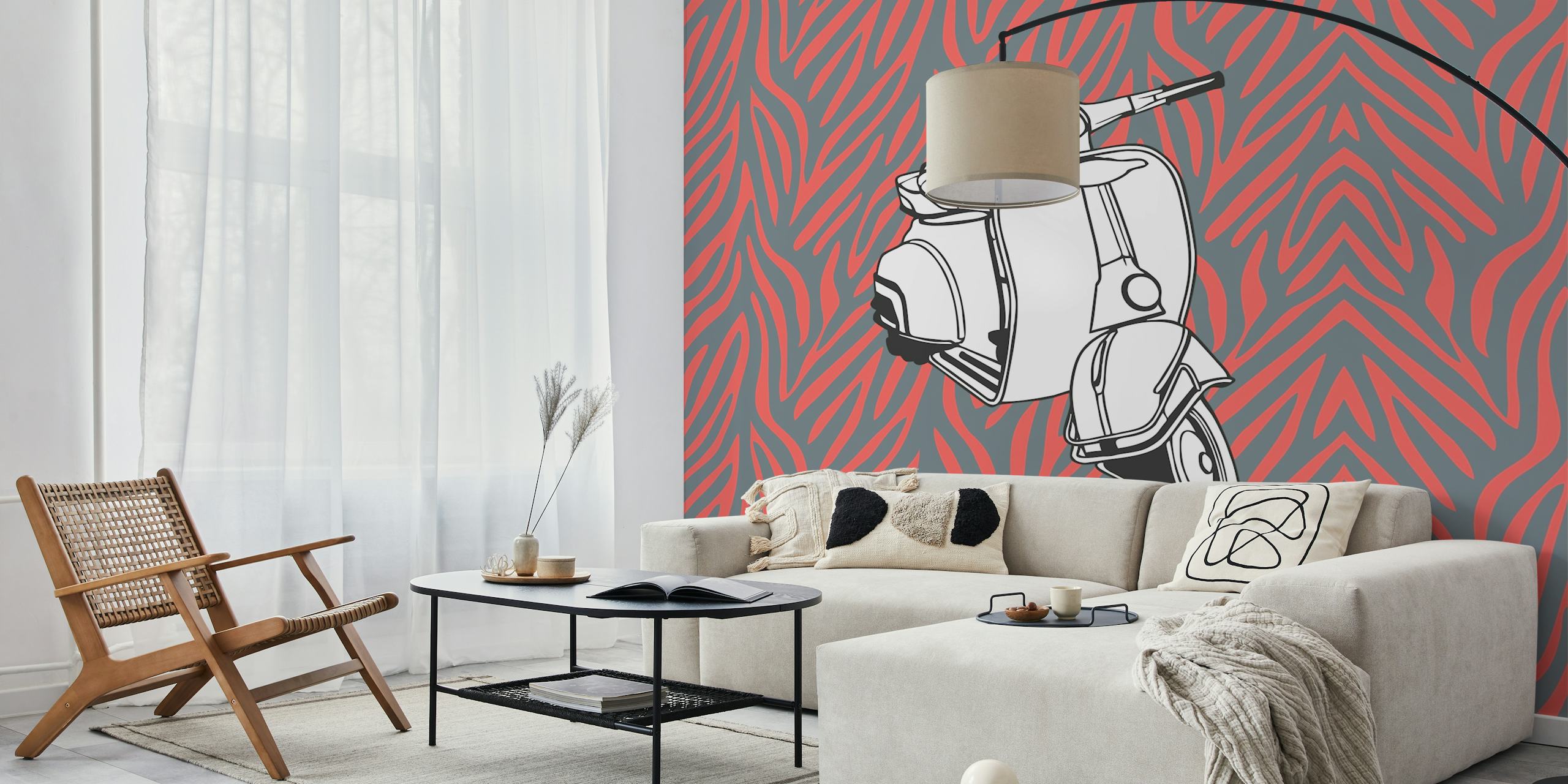 Vespa bike na tapeti s uzorkom životinje