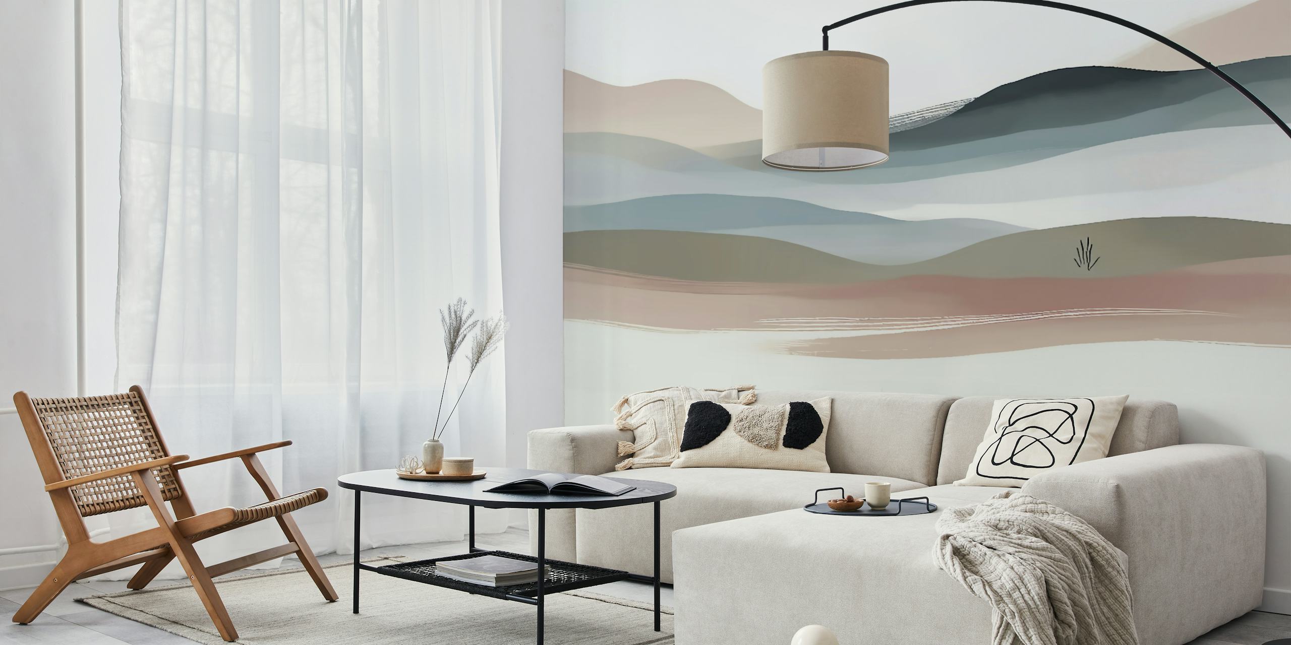 Soft Pastel 80s Horizon tapet i et rom