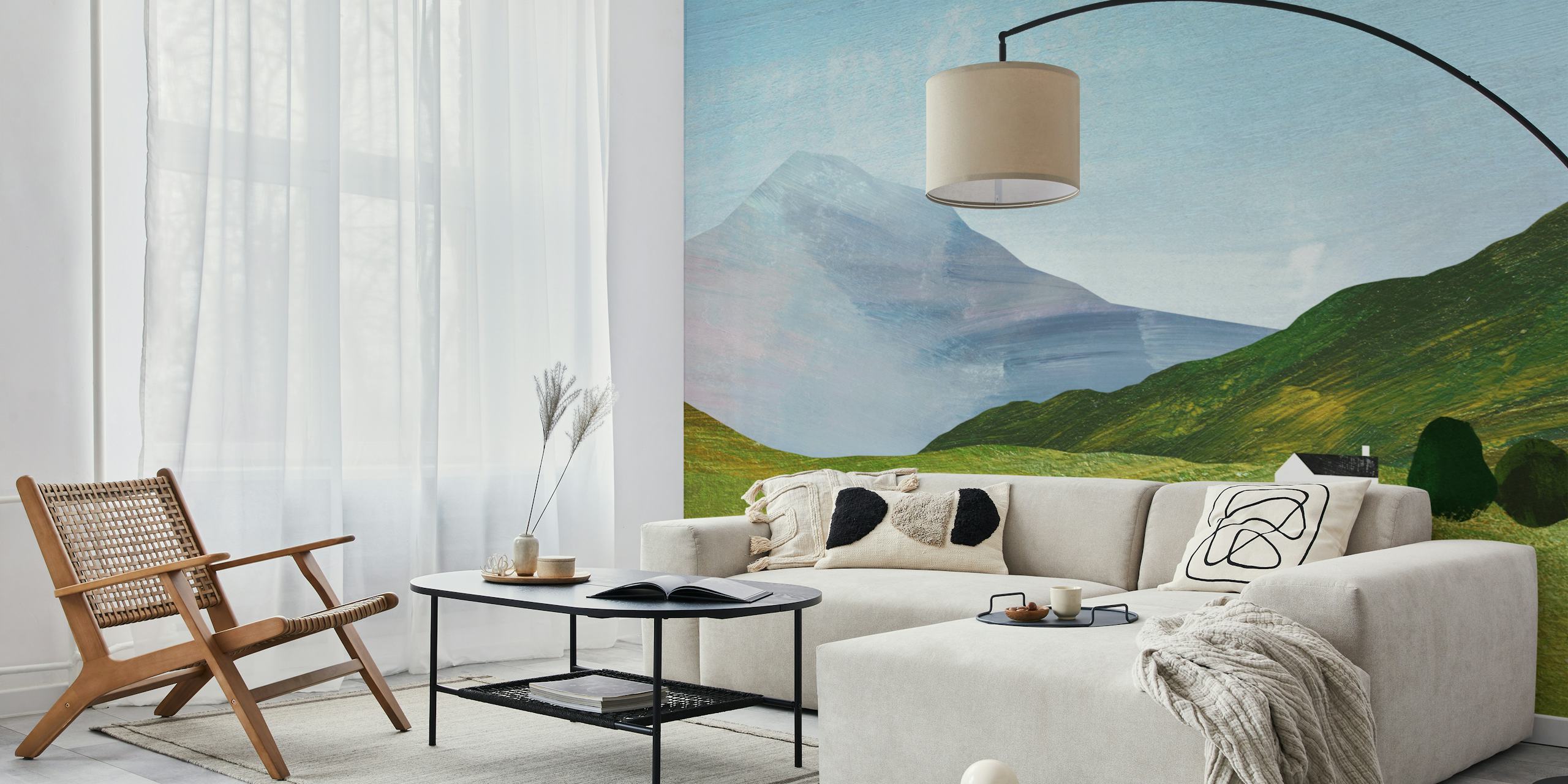 Tapet af et lille hus i bakkerne