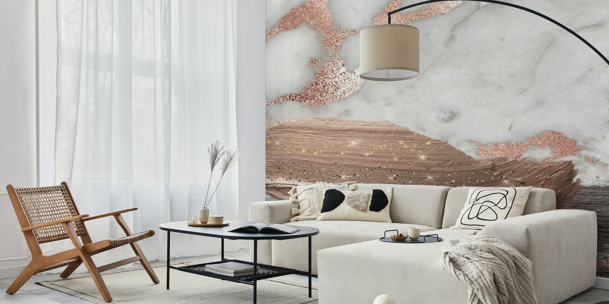 Marble Copper Blush and Metal wallpaper