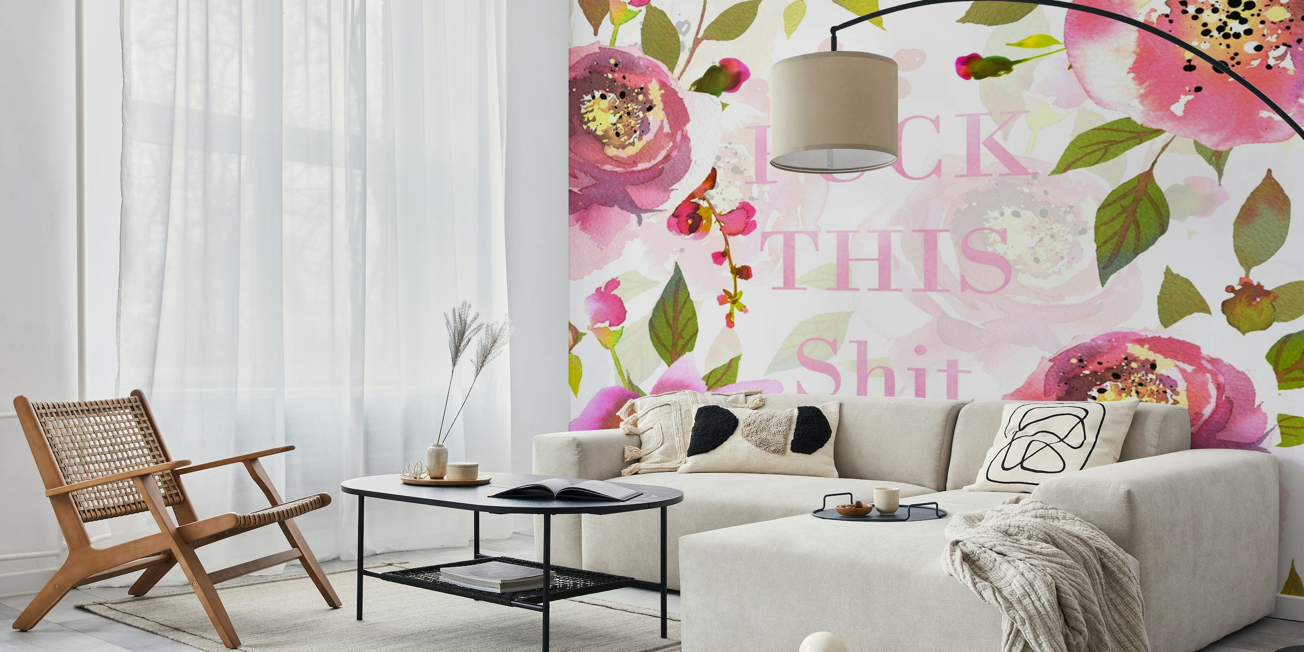 'Fuck This Shit' eye-catching floral wallpaper design