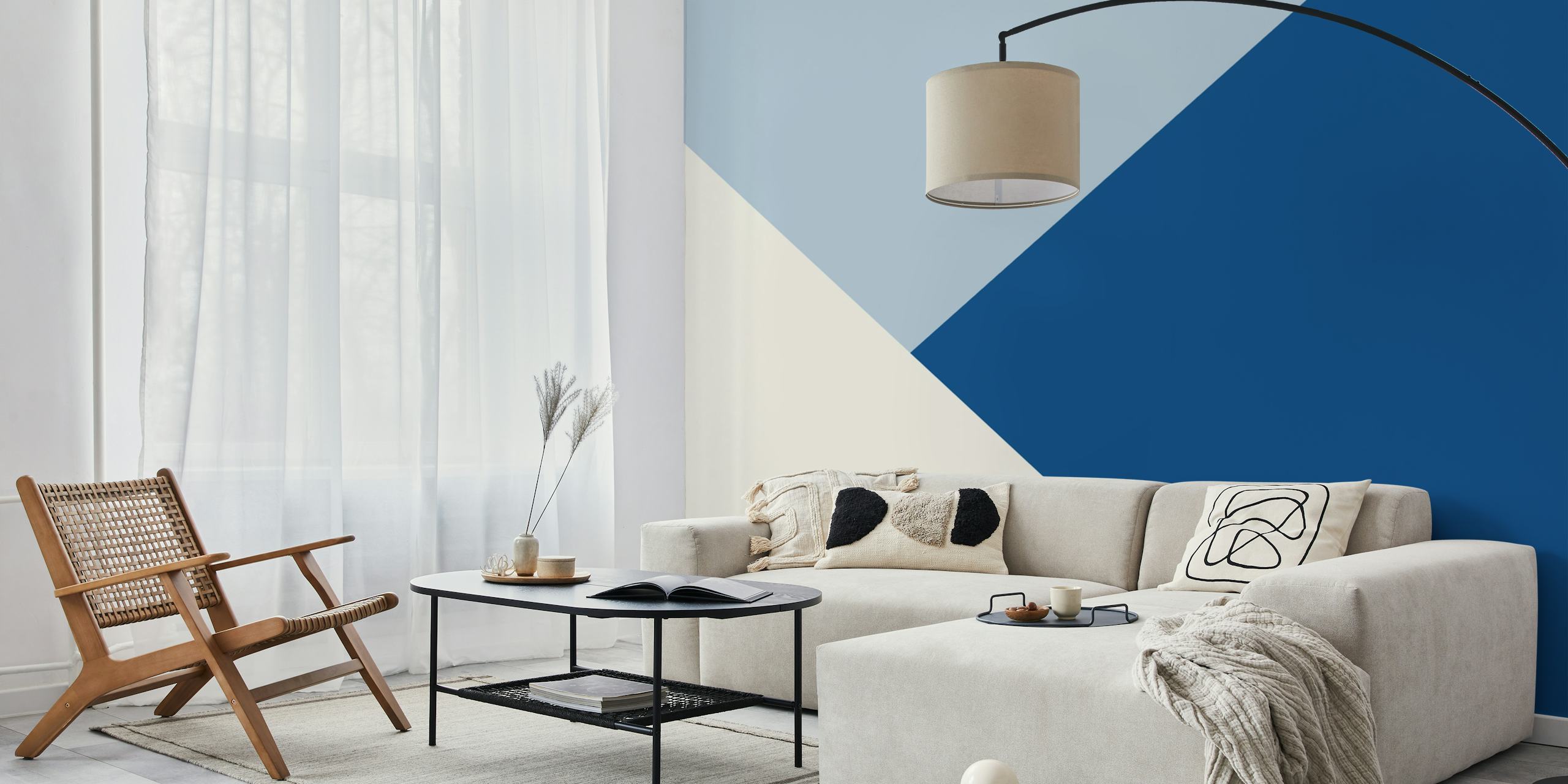 Classic Blue Geometric tapet i rum