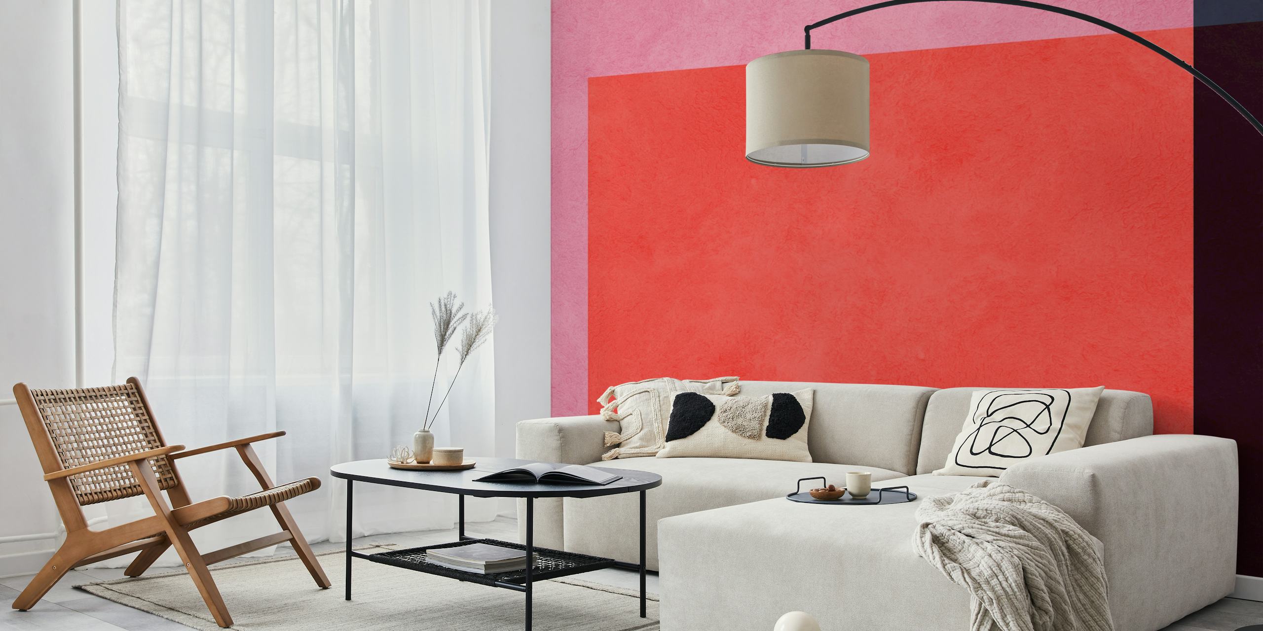 Moderni geometrinen tapetti huoneen asetuksessa