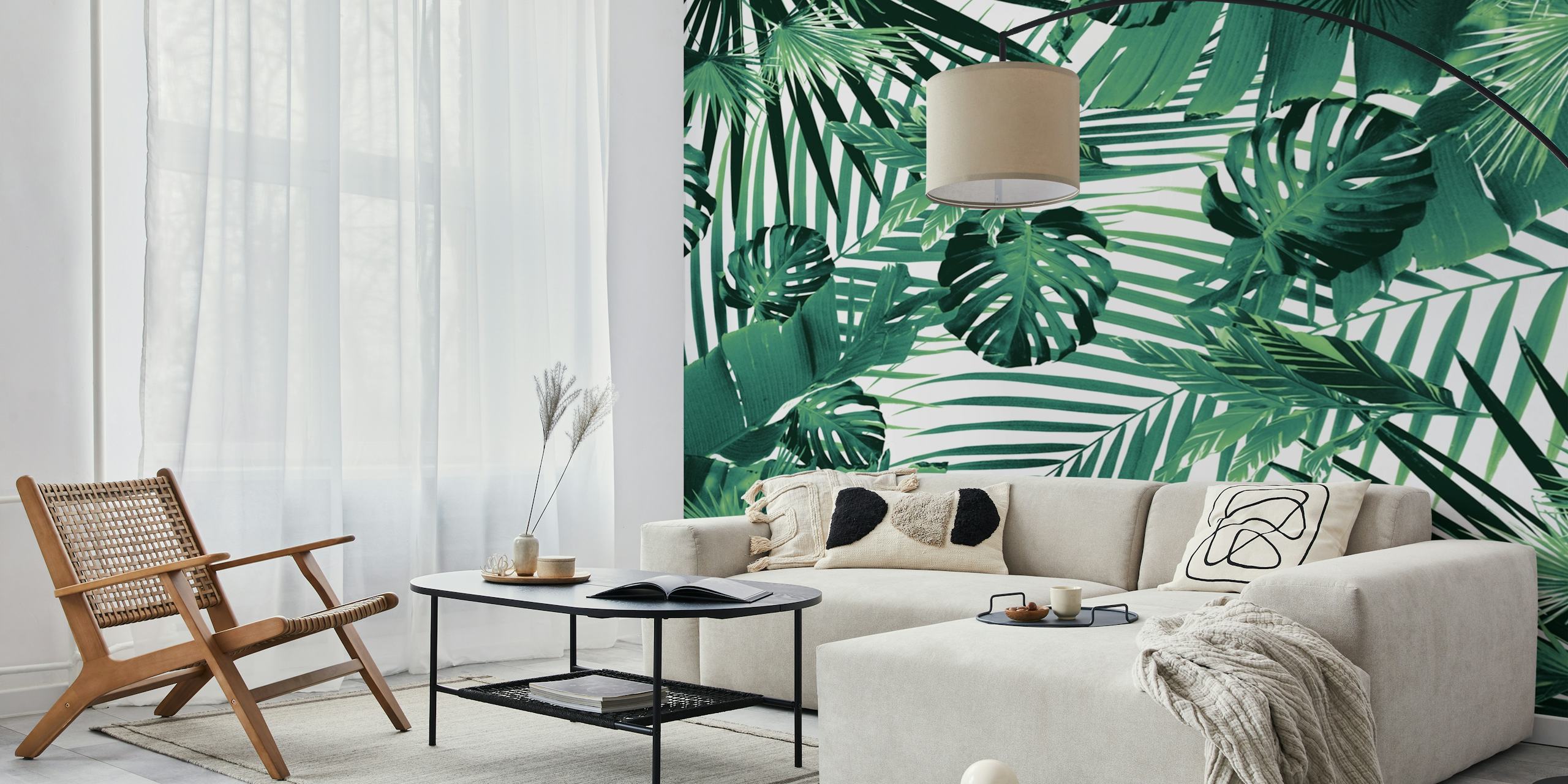 Tropical foliage with green leaves wallpaper