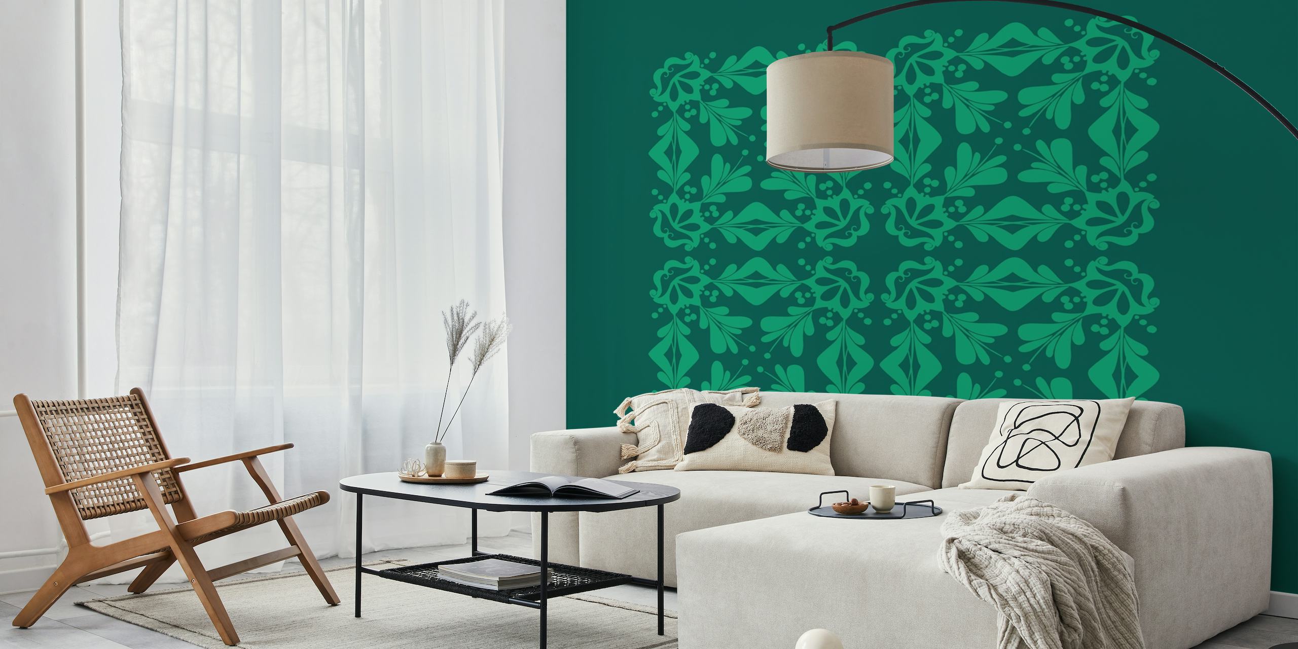 Forest green alhambra jade ornaments wallpaper