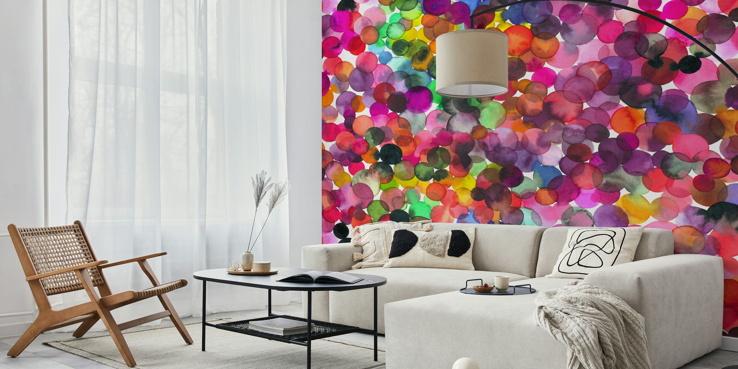 Overlapped Watercolor Dots wallpaper in room