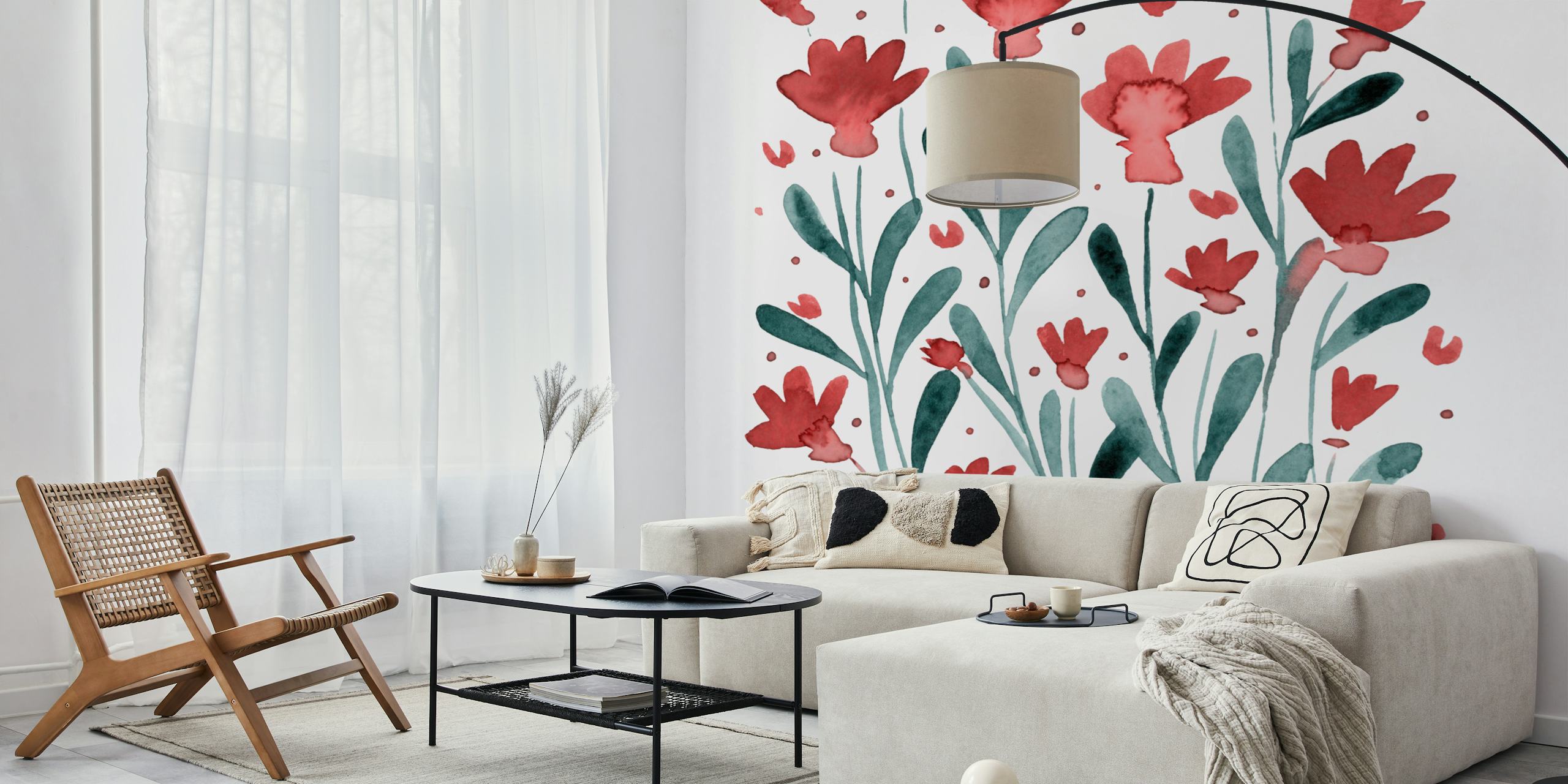 Carta da parati in stile vintage con fiori del nontiscordardime su uno sfondo scuro.