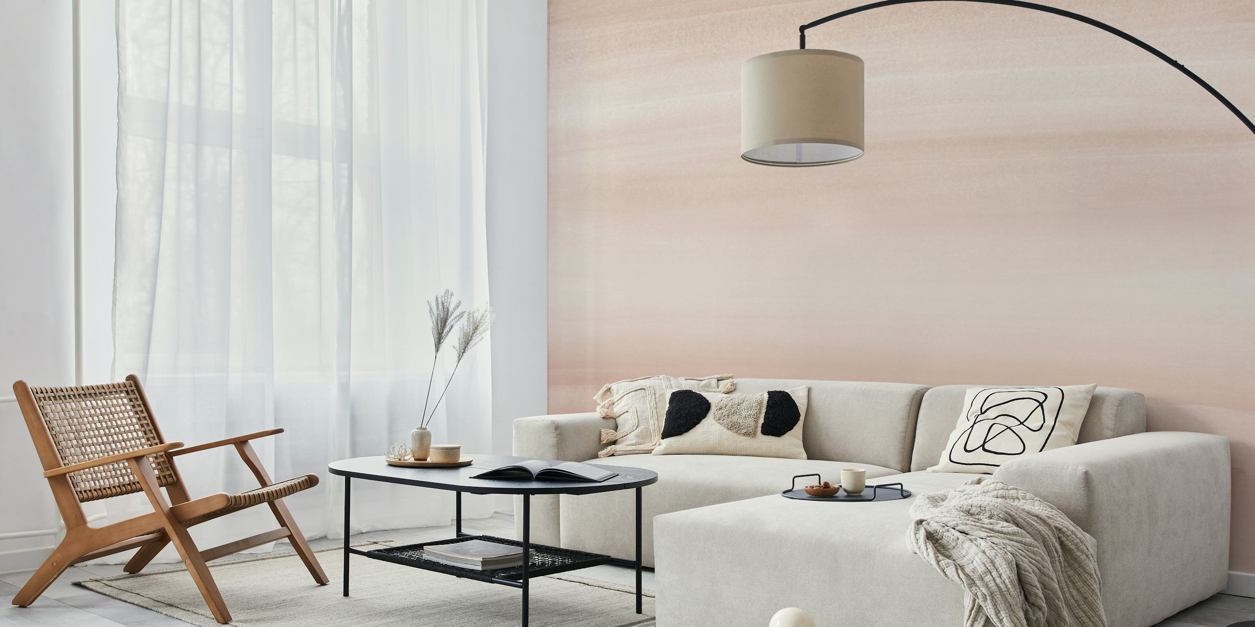 Pale beige abstract watercolor design for wall mural.