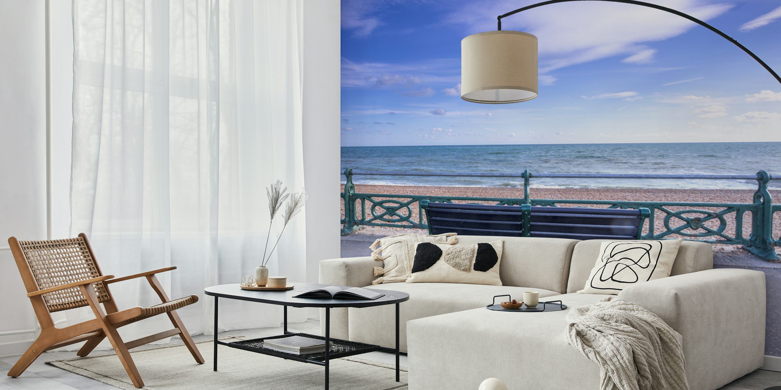 Wallpaper featuring a bench at the promenade