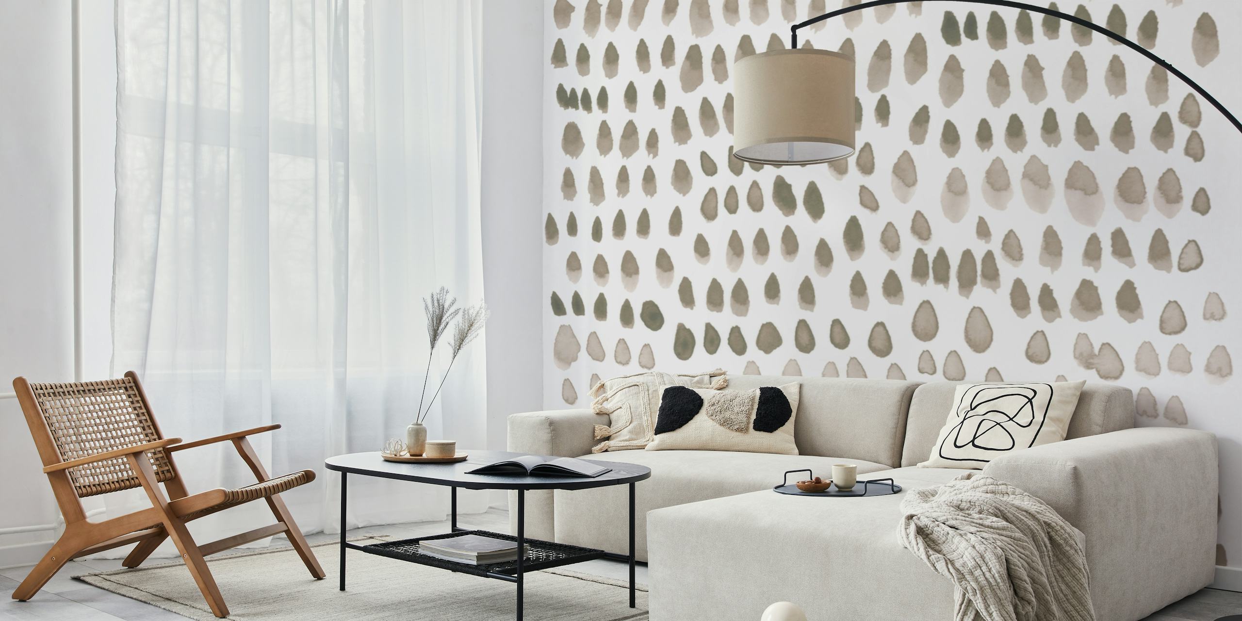 Brown painted dots on a white background wallpaper