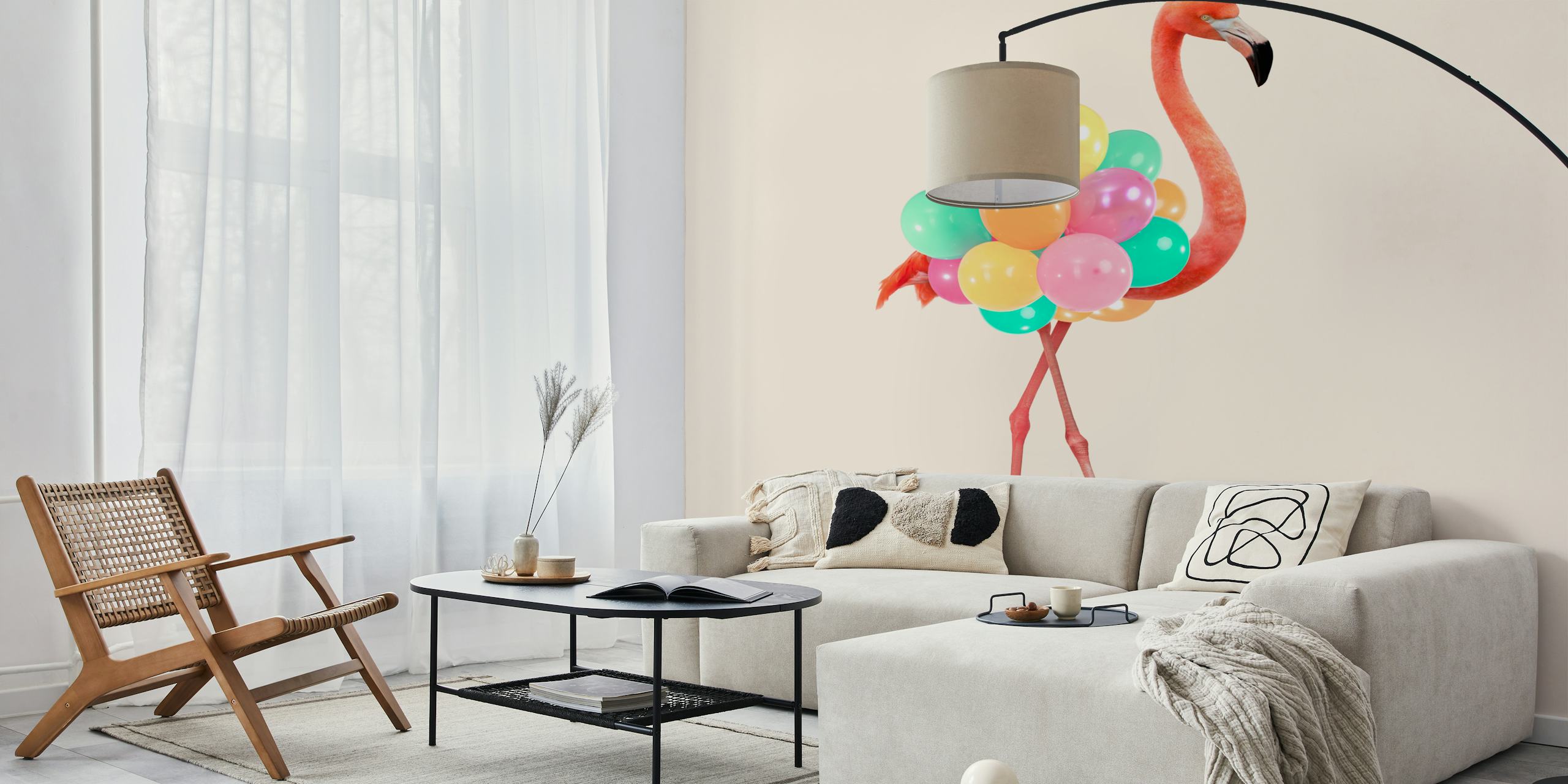 Flamingo Balloons Tapete in einem Raum angezeigt