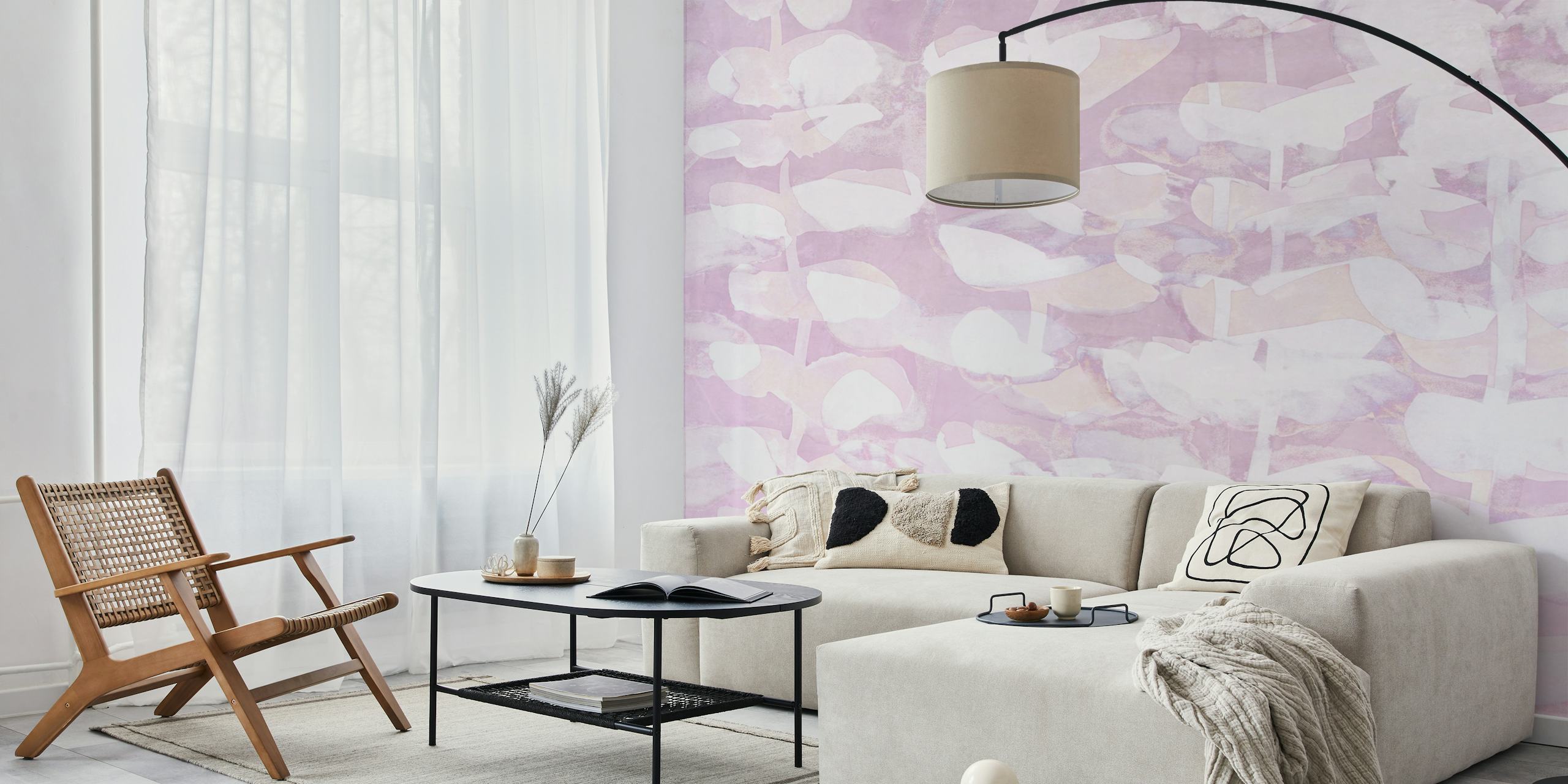 φλοράλ ταπετσαρία floralesque rosato σε έναν χώρο