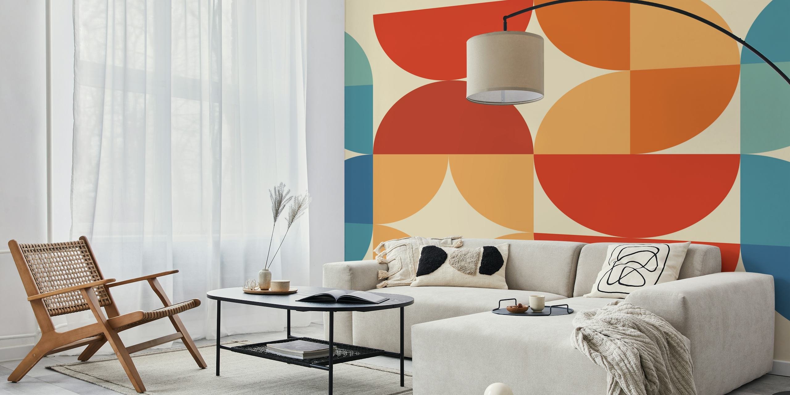 Mid-Century Modern Retro tapetti huoneessa