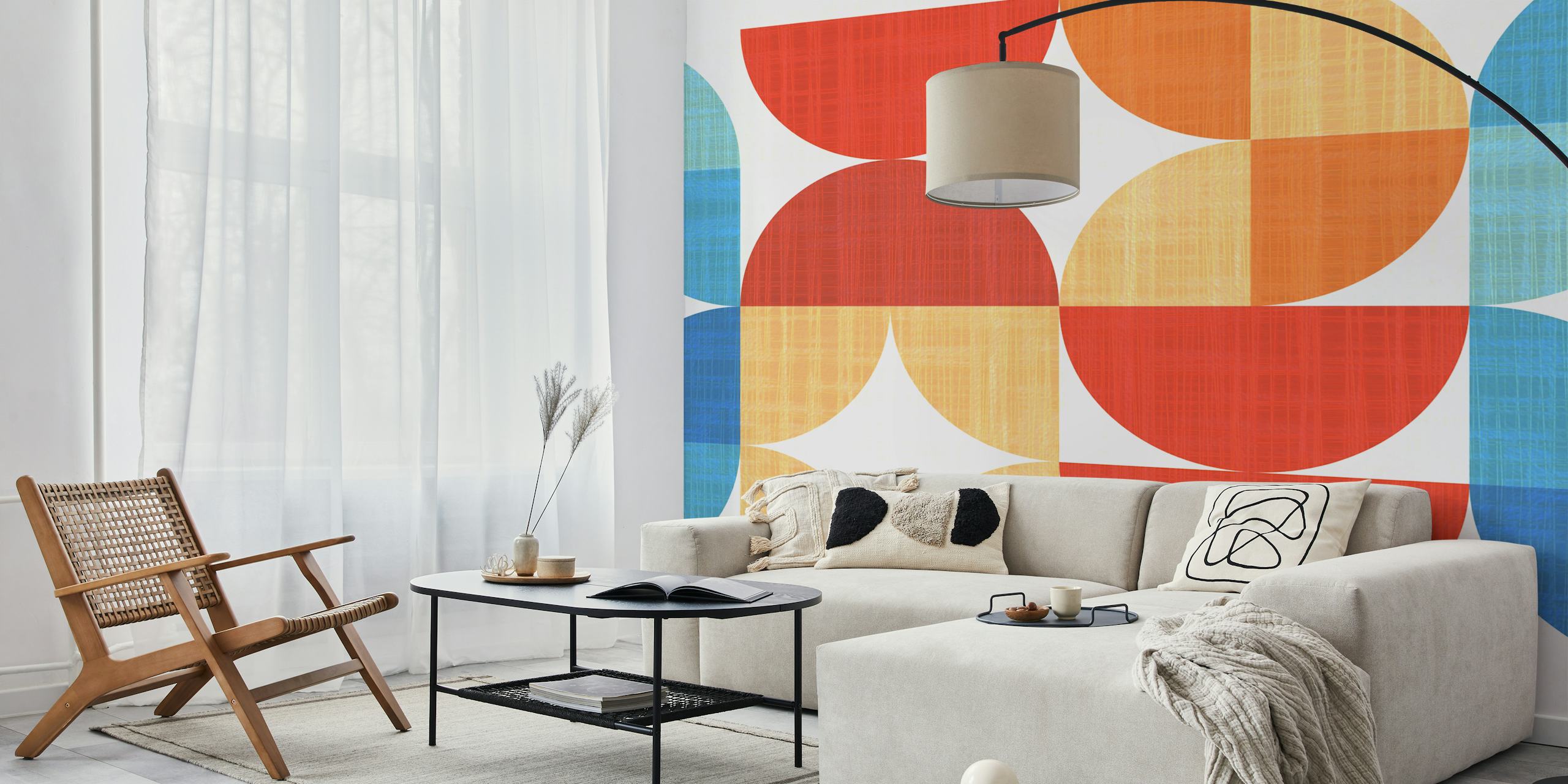 Papel tapiz Mid-Century Modern Retro Geometry en una habitación