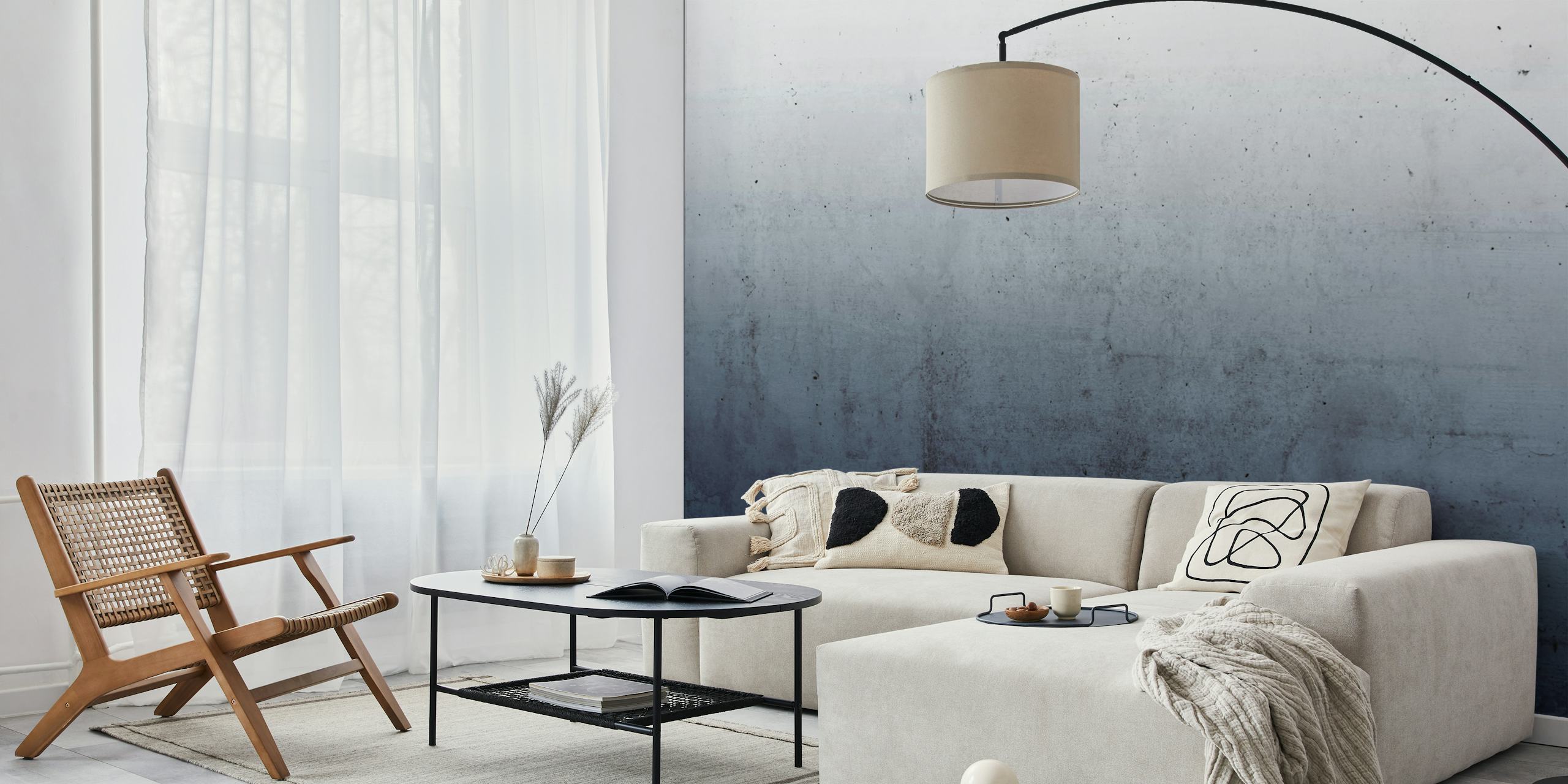 Blue ombre gradient textured concrete wallpaper