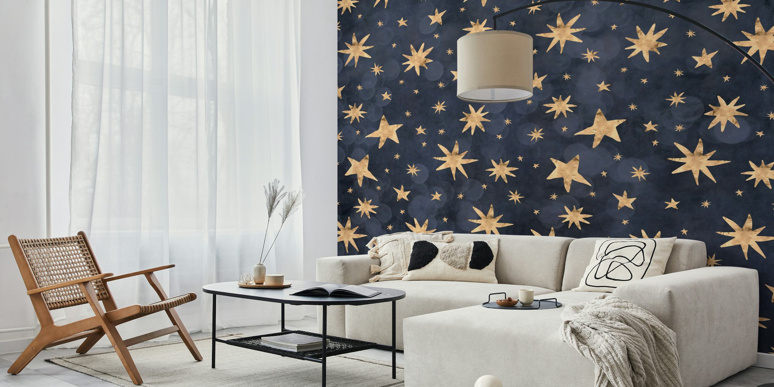 Starry Night Dark Blue wallpaper in a room