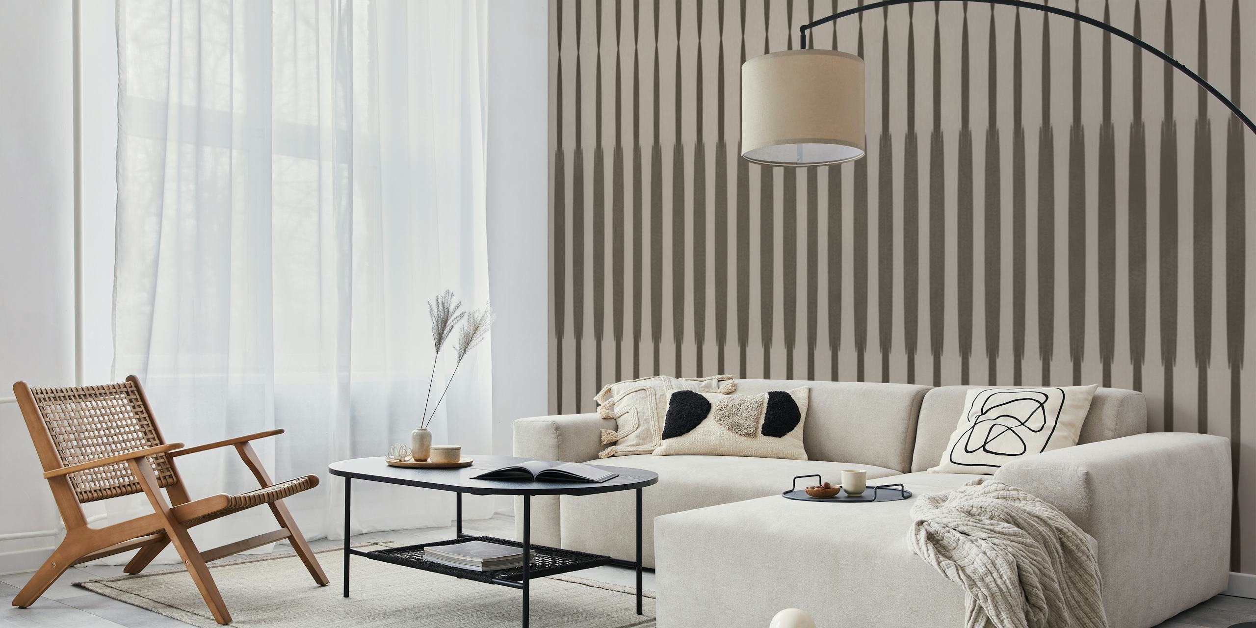 Vertical striped pattern in neutral tones minimalist wallpaper