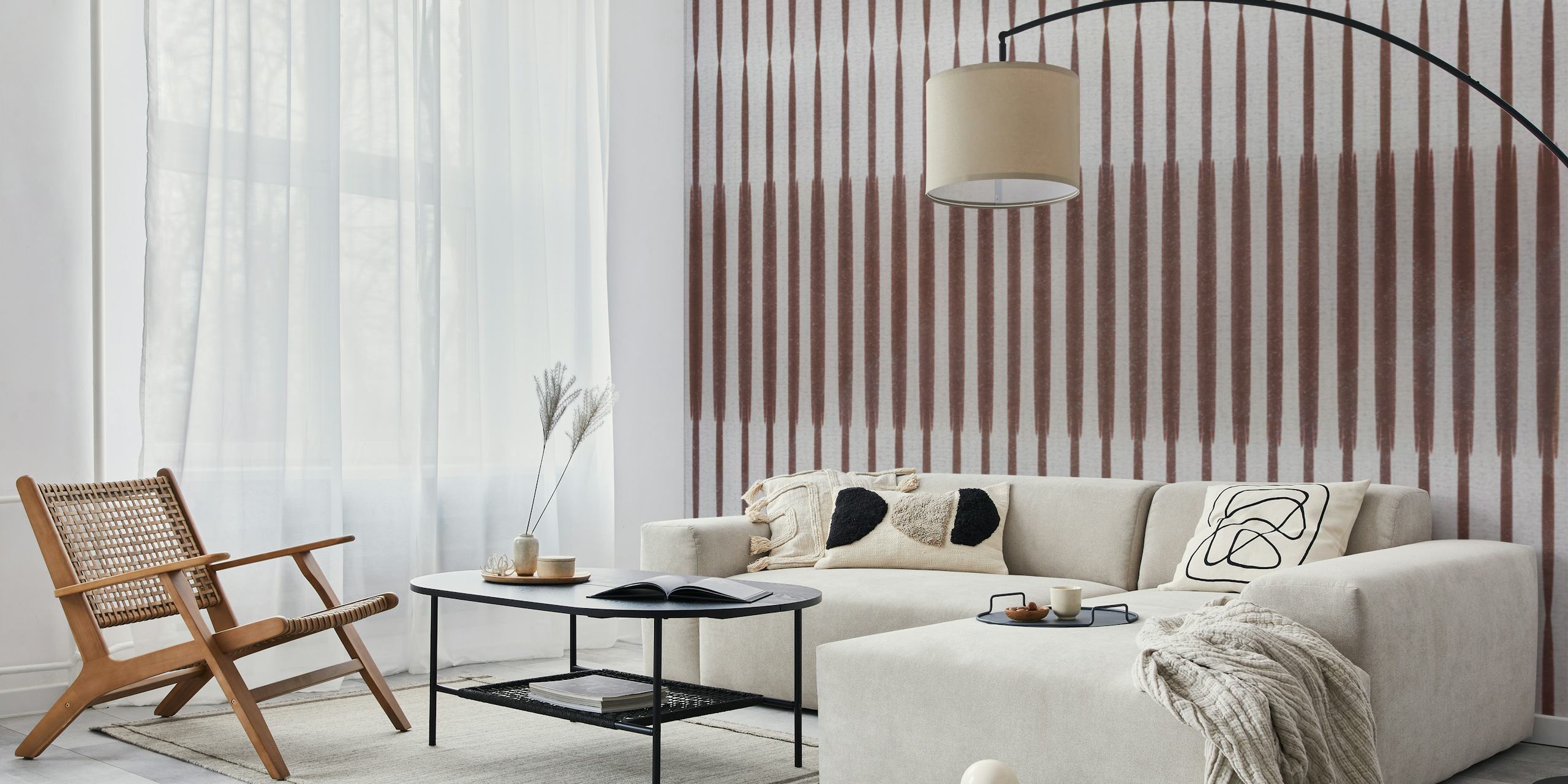 Brown Japandi Minimalist tapetti huoneessa