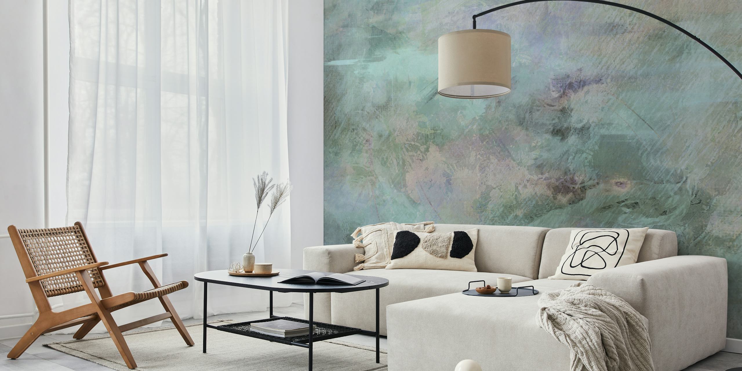 Tapeta Serene Brush Strokes prikazana na zidu