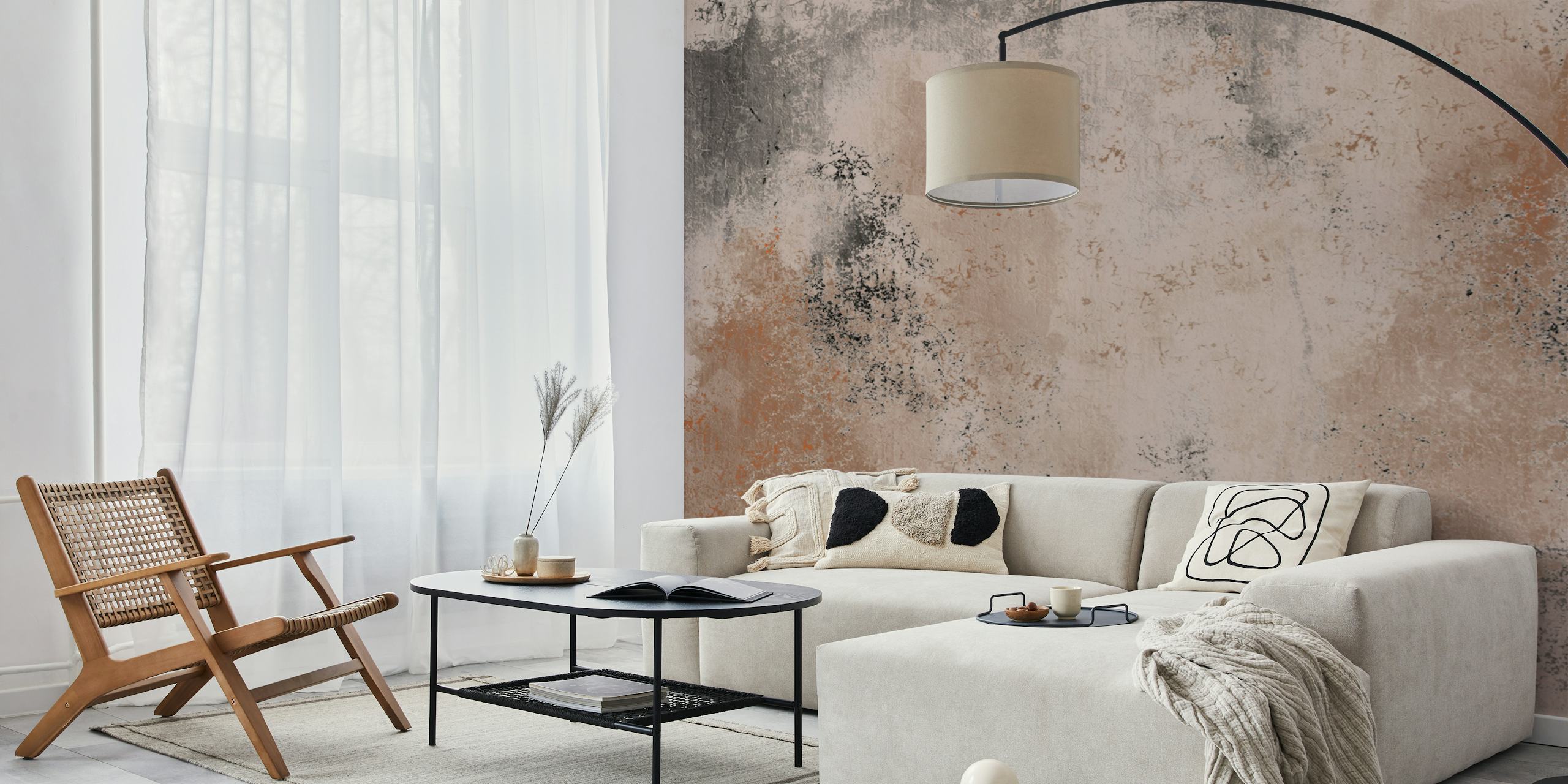 Abstract Earth Tones wallpaper displayed in a room