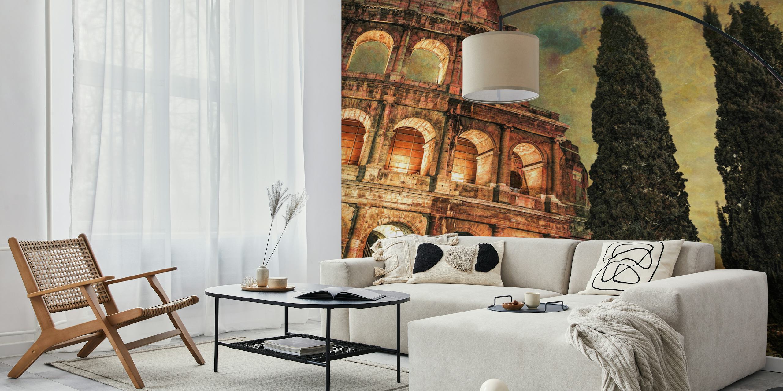 Rome Colosseum tapet visad i ett rum