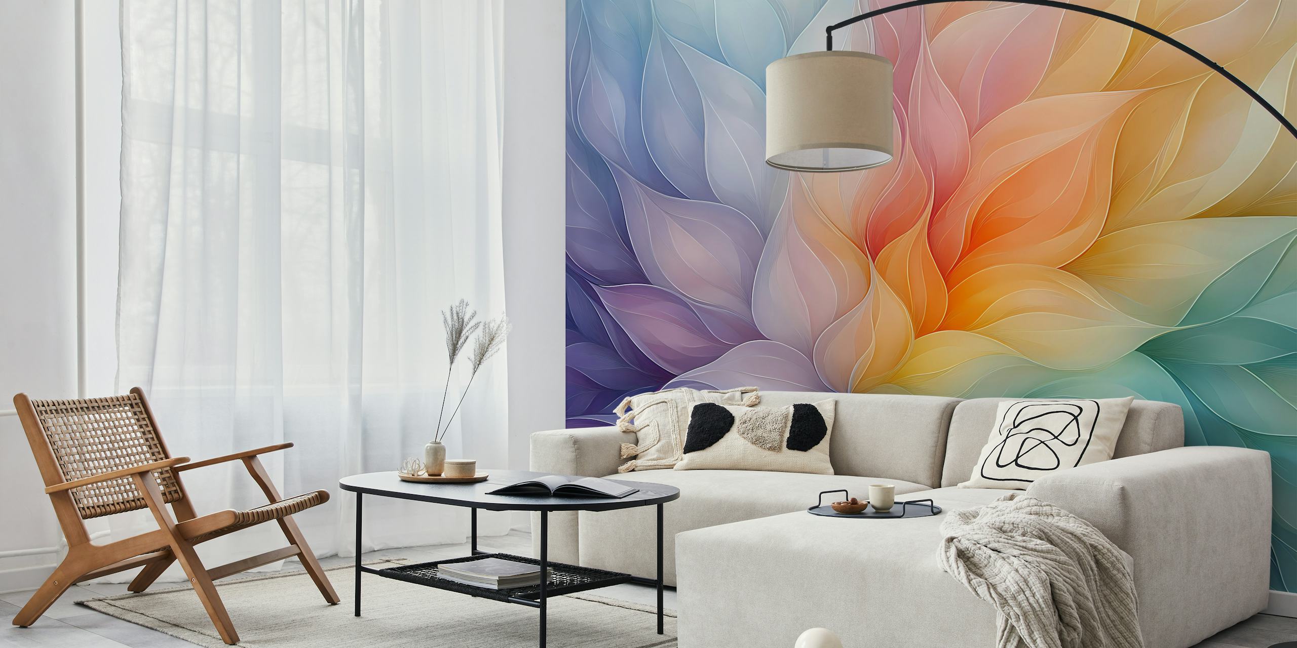 Papel tapiz Abstract Petal Swirls en una habitación