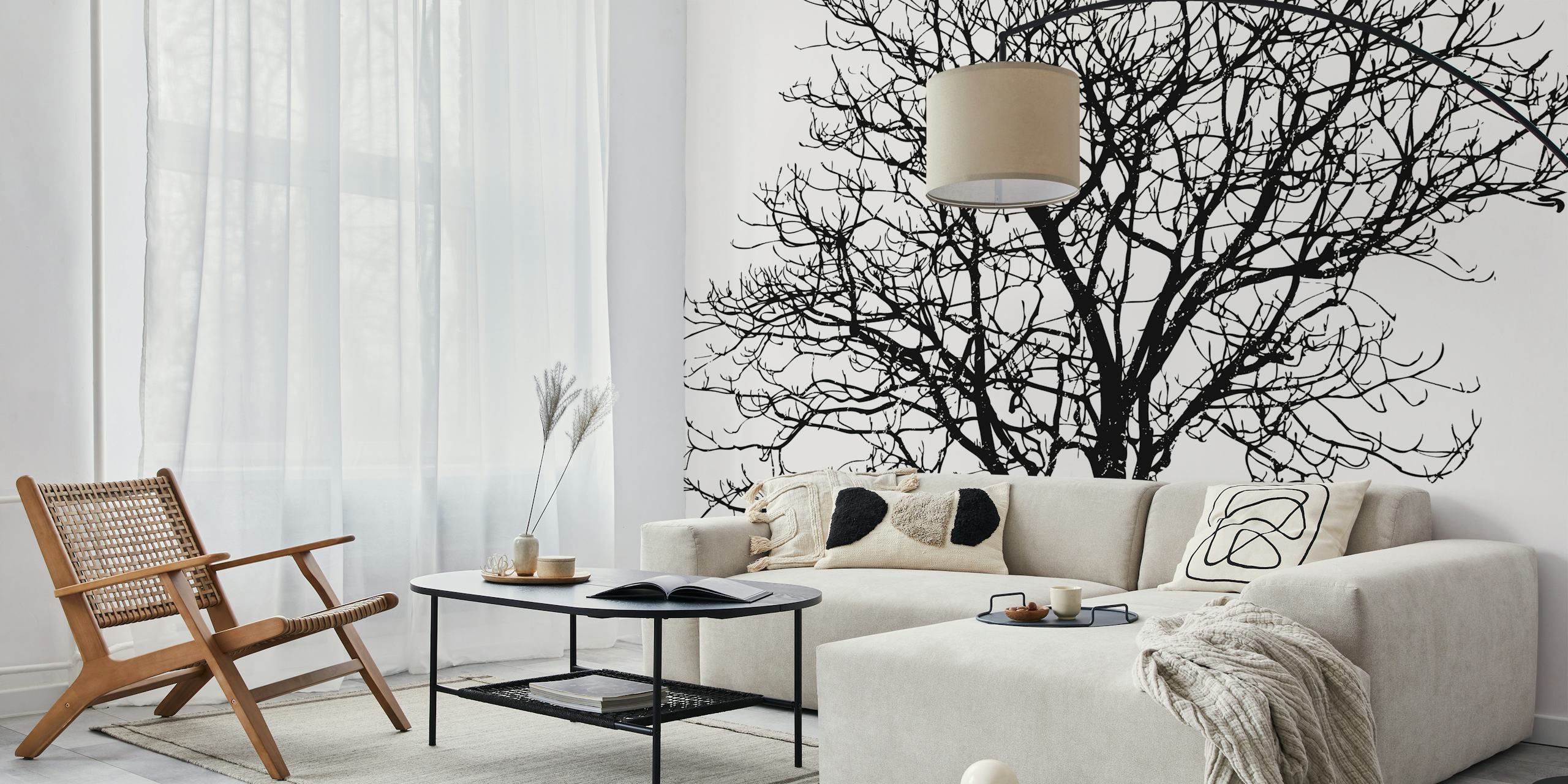 Projekt tapety Black Birch w pokoju