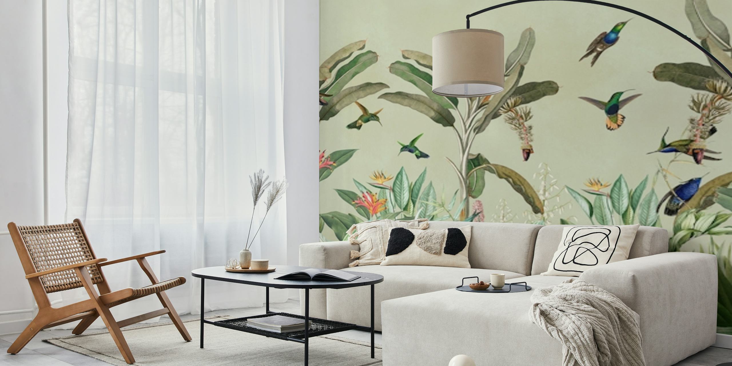 Exotic Vintage Hummingbird Garden-tapetti huoneessa