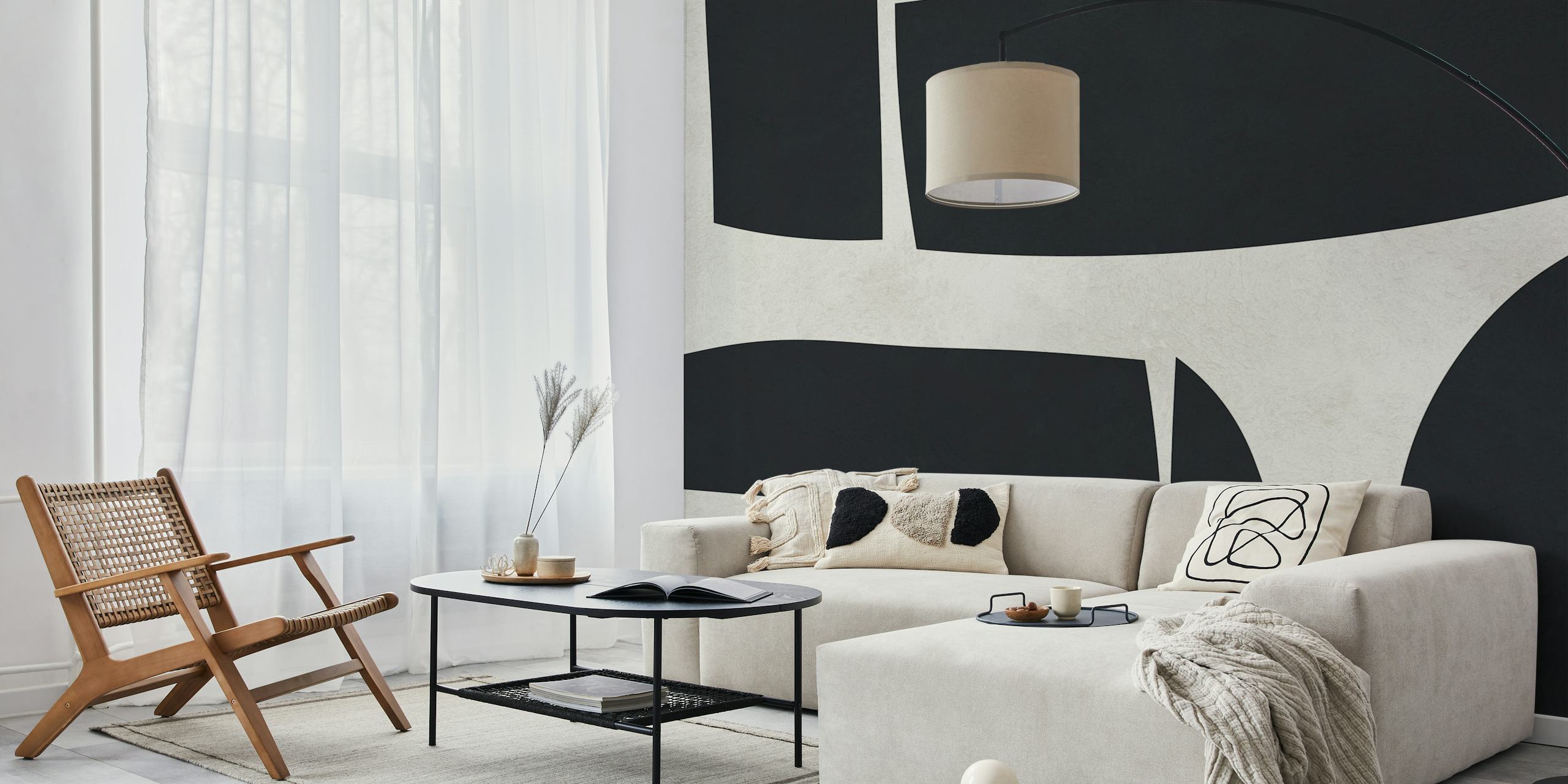 Black and cream geometric wallpaper design