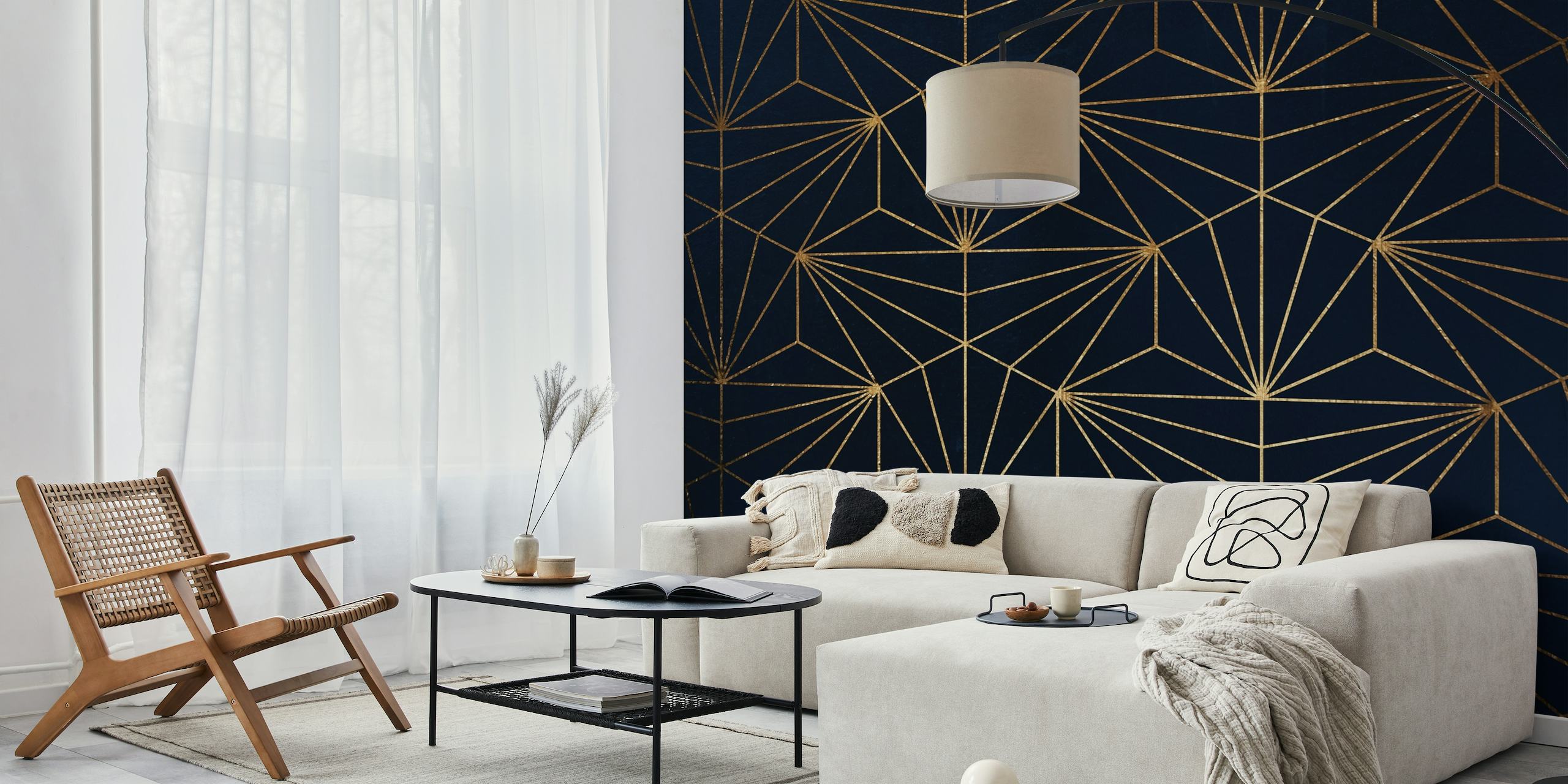 Intricate Casino-themed wall mural in dark and gold shades